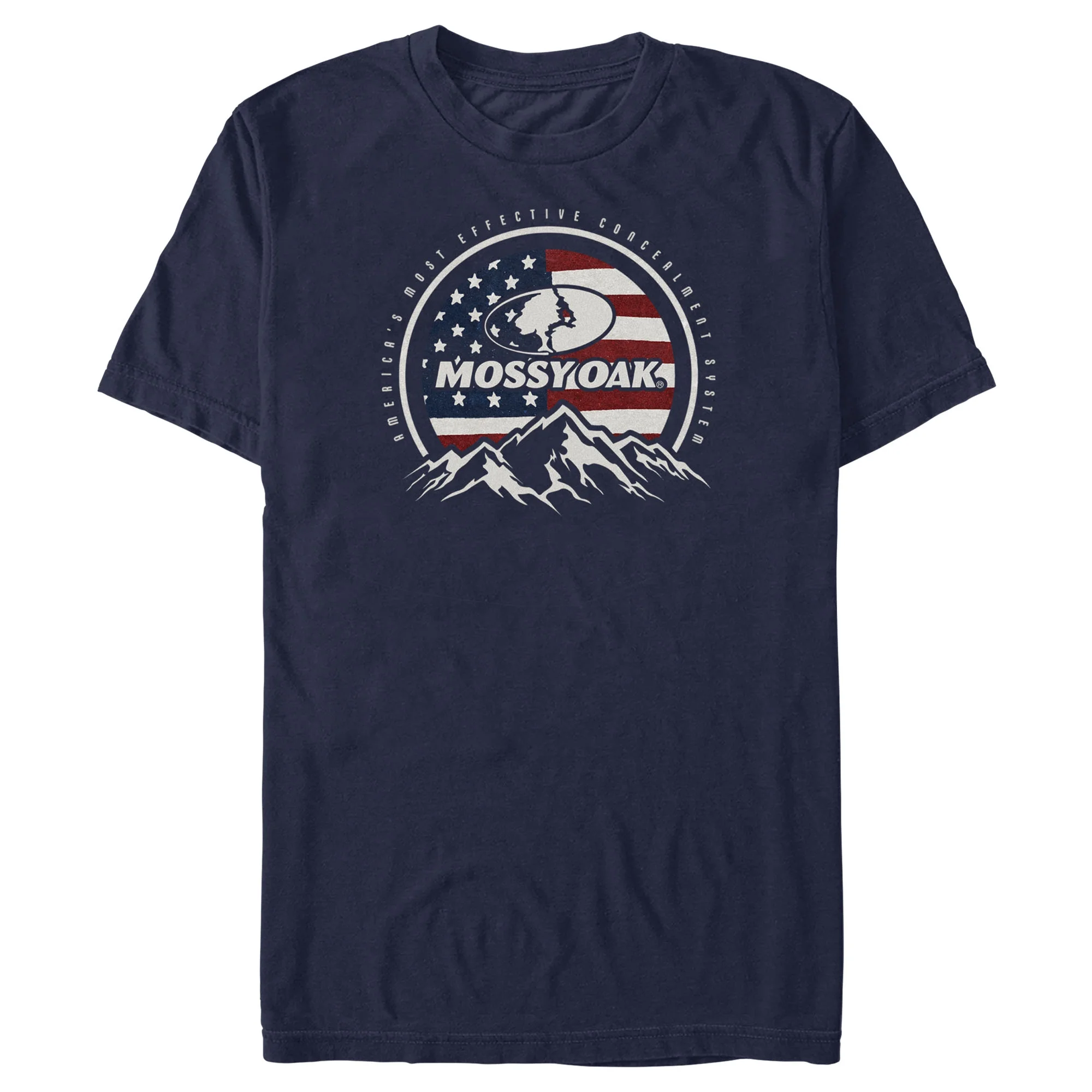 Men's Mossy Oak Patriotic Valley Logo  Graphic Tee Navy Blue 2X Large