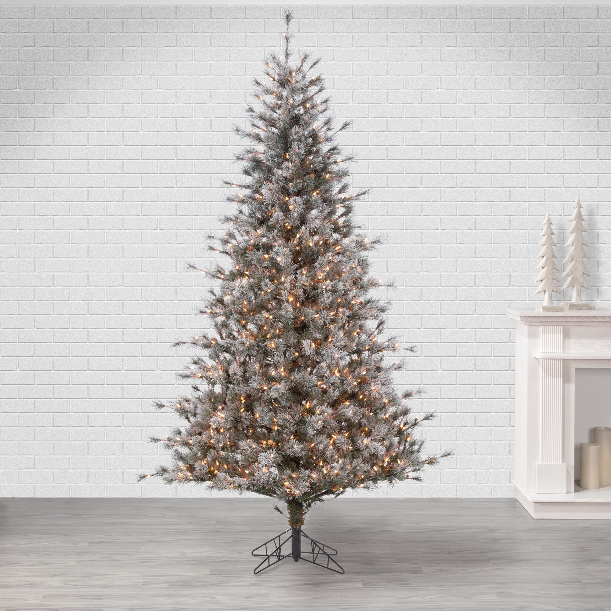 Gerson 7.5 ft. Pre Lit Warm White LED Flocked Scotch Pine Tree
