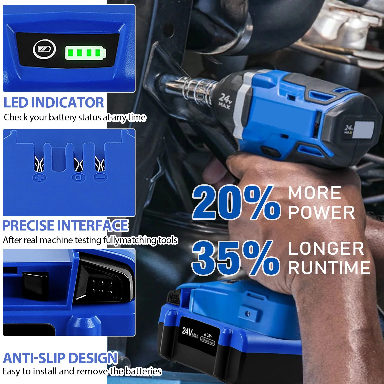 Jialitt 24V 6.0Ah 2Pack Replacement Battery for Kobalt 24V Max KB624-03 KB524-03 KB424-03 KB224-03 KB124-03 0673802 1051230 Lithium Ion Cordless Tools Battery NOT for Snow Joe