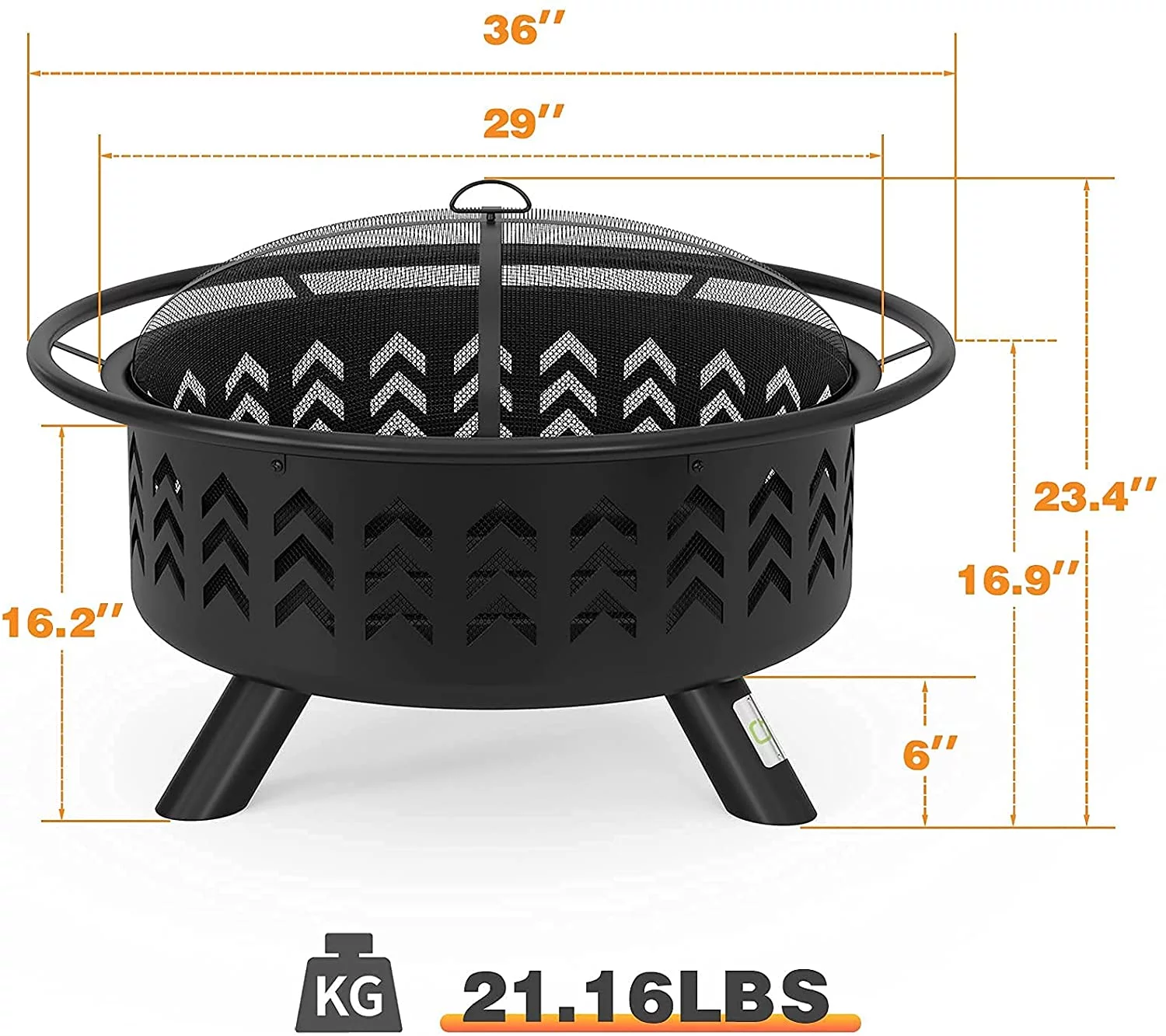 QOMOTOP Outdoor Fire Pit, 36 in Large Steel Wood Burning Fire pits with Spark Screen and Fireplace Cover, for Patio Party & Bonfire
