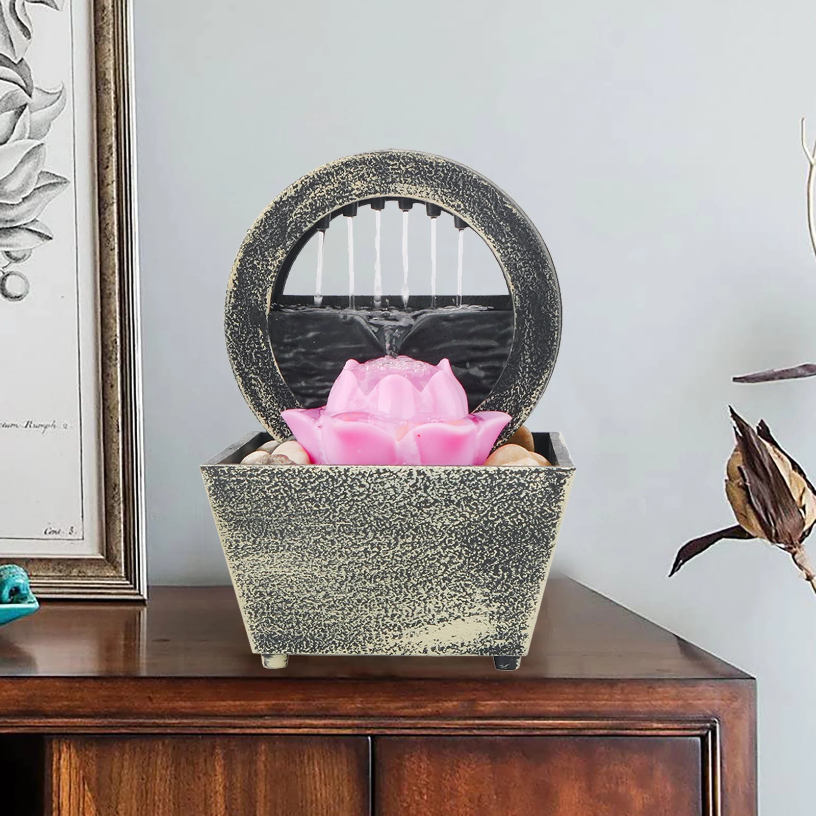 Clearance Items Inner Table Water Decoration With LED Decorative Lights And Stone Decoration