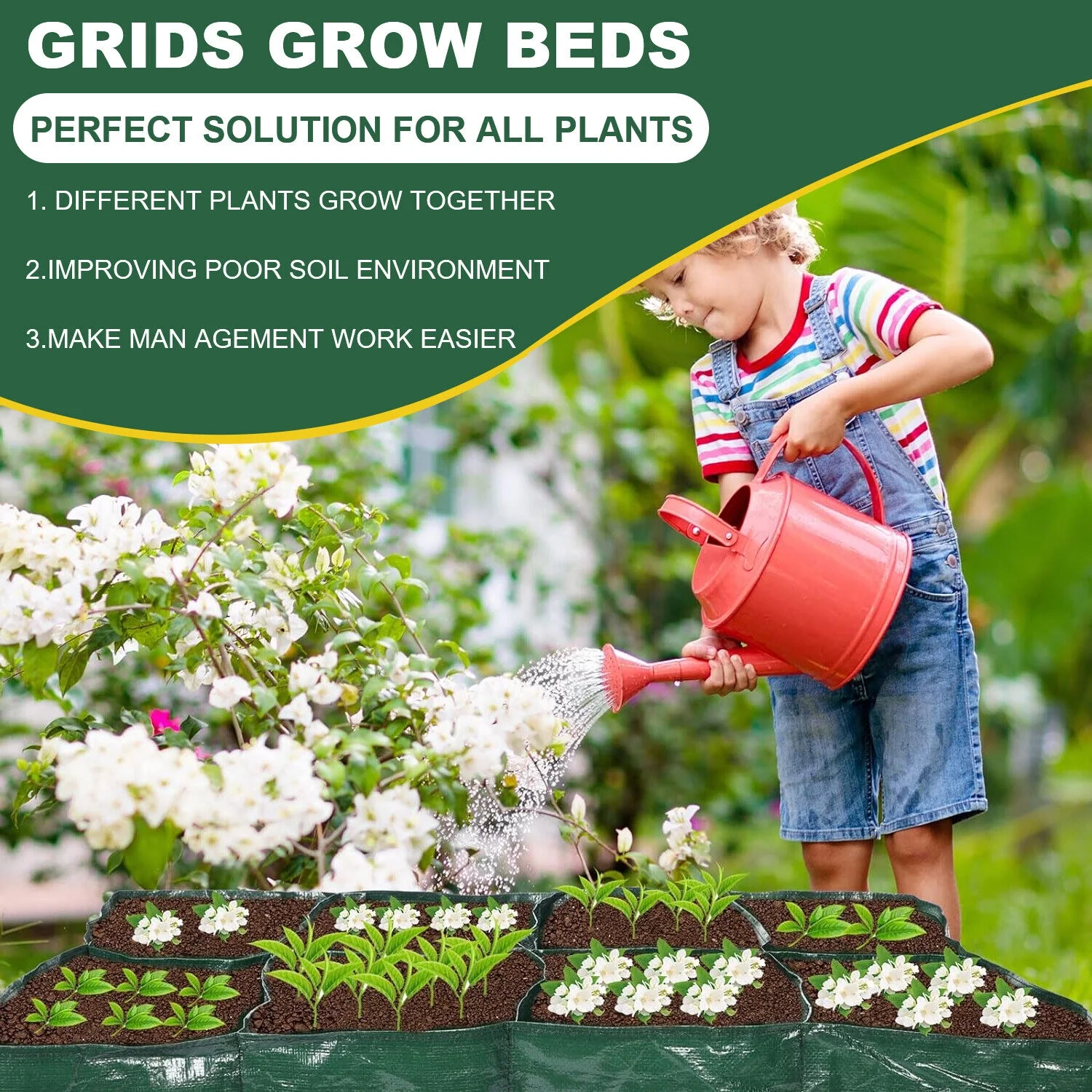 4/6/8Grid Plant Grow Bags PE Veg Pot Nursery Soil Bag Thickened Recycle Bag