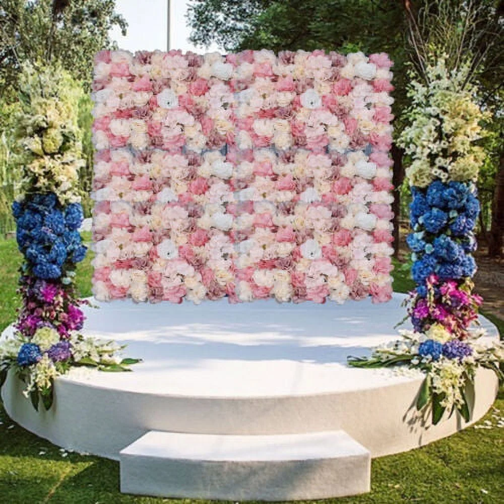 12Pcs Artificial Flower Wall Panels Backdrop Bouquet Wedding Valentine's Decor