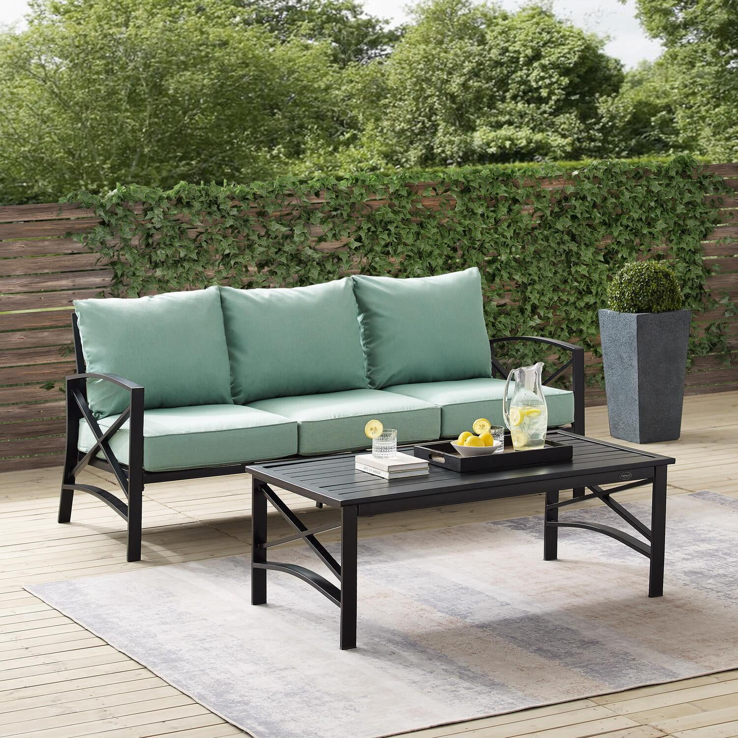 HomeStock  Natural Beauty 2Pc Outdoor Metal Sofa Set Mist/Oil Rubbed Bronze - Sofa & Coffee Table