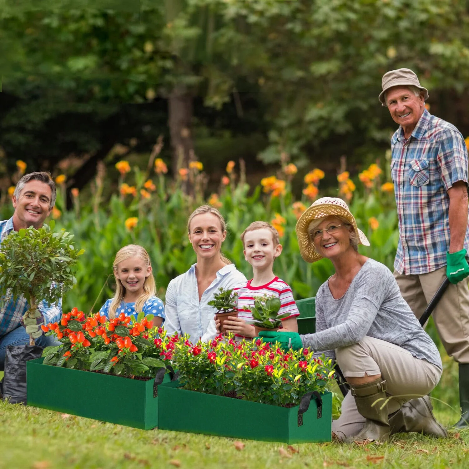 4/6/8Grid Plant Grow Bags PE Veg Pot Nursery Soil Bag Thickened Recycle Bag