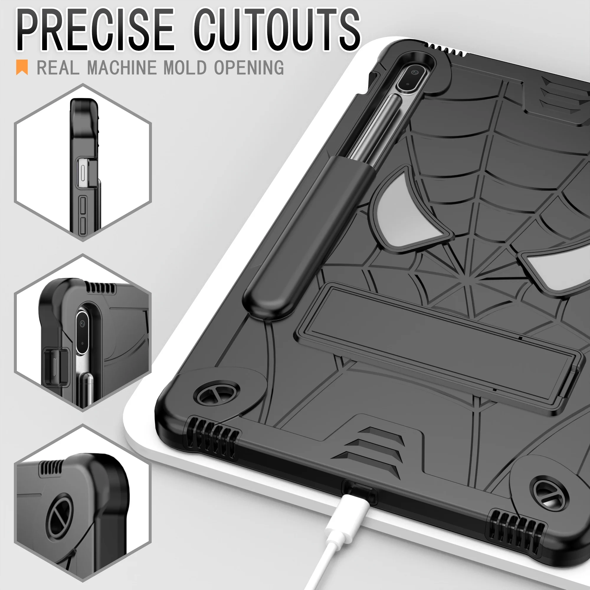 Dteck for Samsung Galaxy Tab S8 Plus / S7 FE 5G / S7 Plus 12.4 Inch Tablet Case, Heavy Duty Hybrid Shockproof Rugged Kids Case with Kickstand Crossbody Shoulder Strap,Black