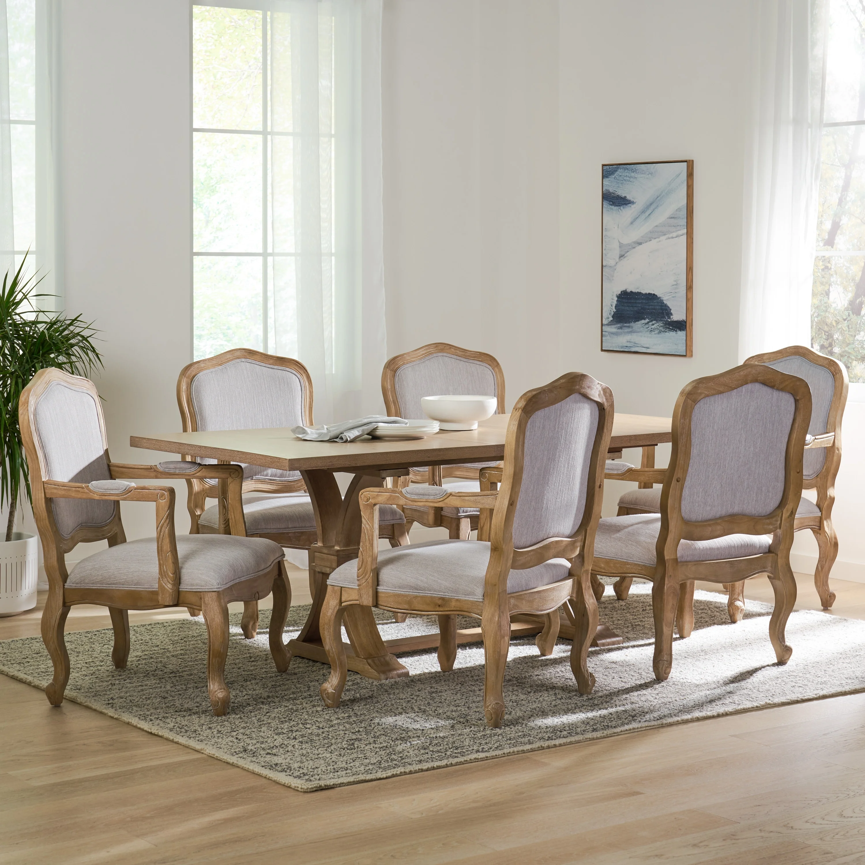 Christopher Knight Home Andrea  Fabric and Rubberwood Dining Set by  Black/Gray