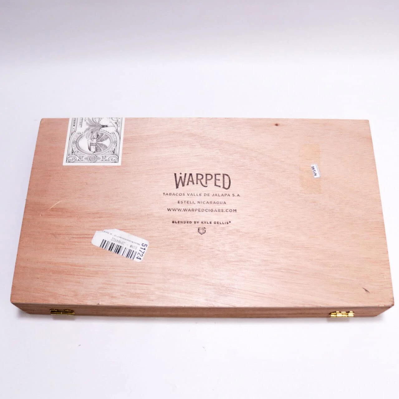 Warped Nicotina Empty Wood Cigar Box 11.75