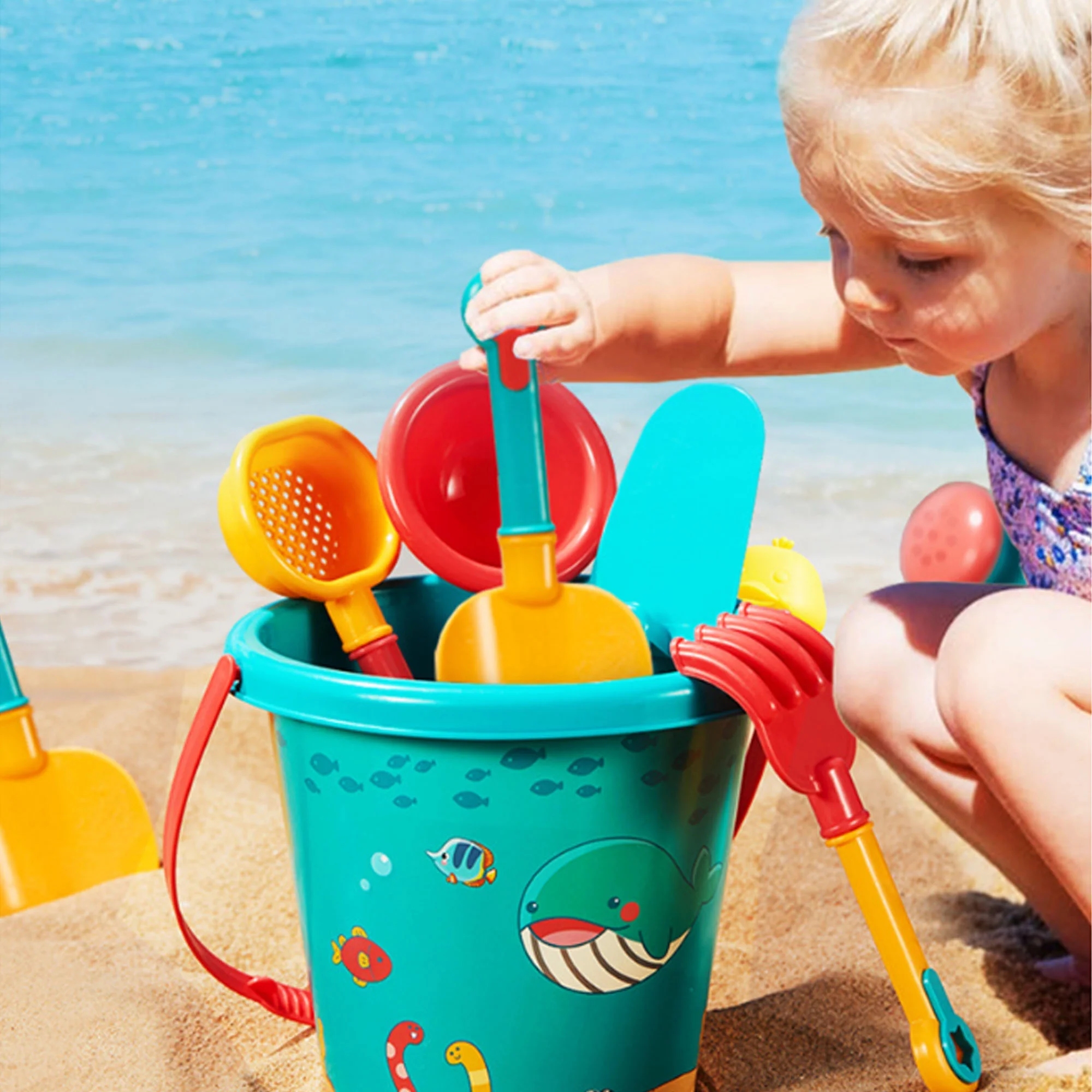 Kidsol 23 Pcs Beach Toys Set,Seaside Children's Beach Bucket Shovel Beach Play Sand Digging Tools