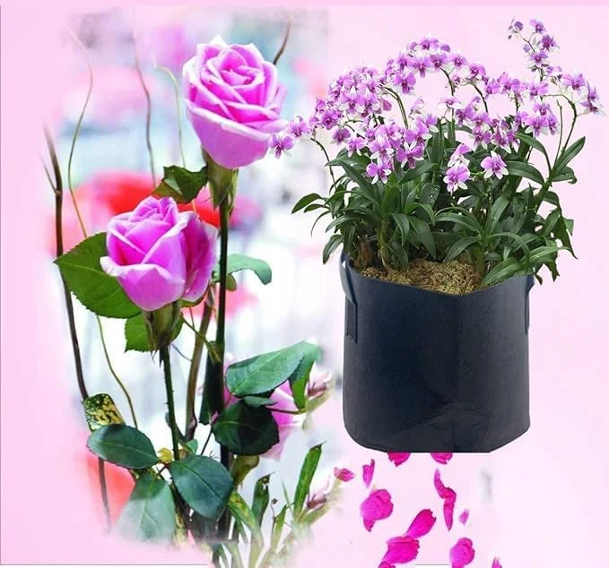 HONGVILLE 10-Pack Black/Green Grow Bags Aeration Fabric Pots w/Handles Root Container