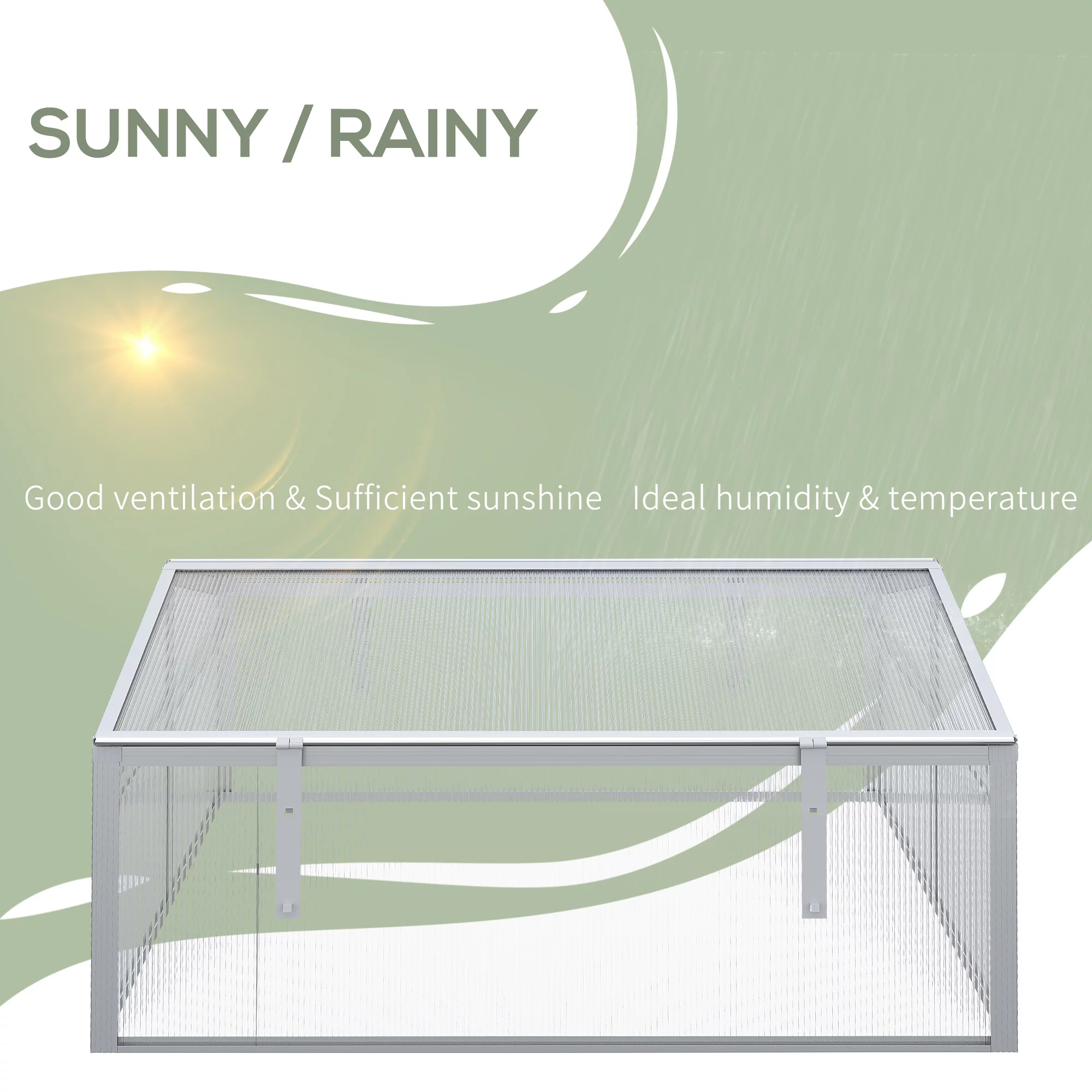 Outsunny Aluminum Alloy Cold Frame W/ Adjustable Roof, Polycarbonate Panels
