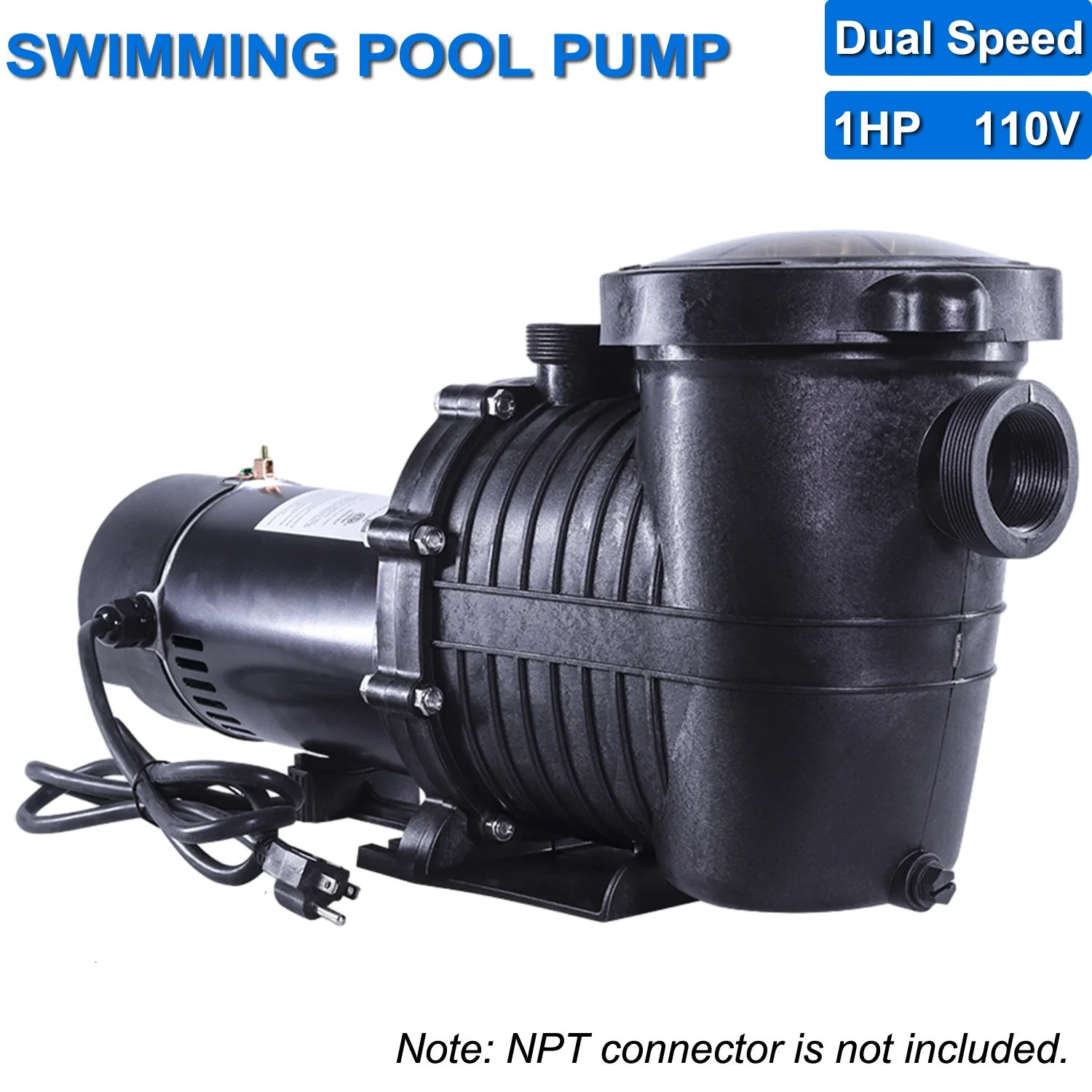 iMeshbean Swimming Pool Pump, 1HP 110V Head Max 59FT, Double Speed Pump Above Ground Pool Pump In-ground Pool Pump, 5160GPH/2280GPH Flow Rate, w/ Strainer Basket