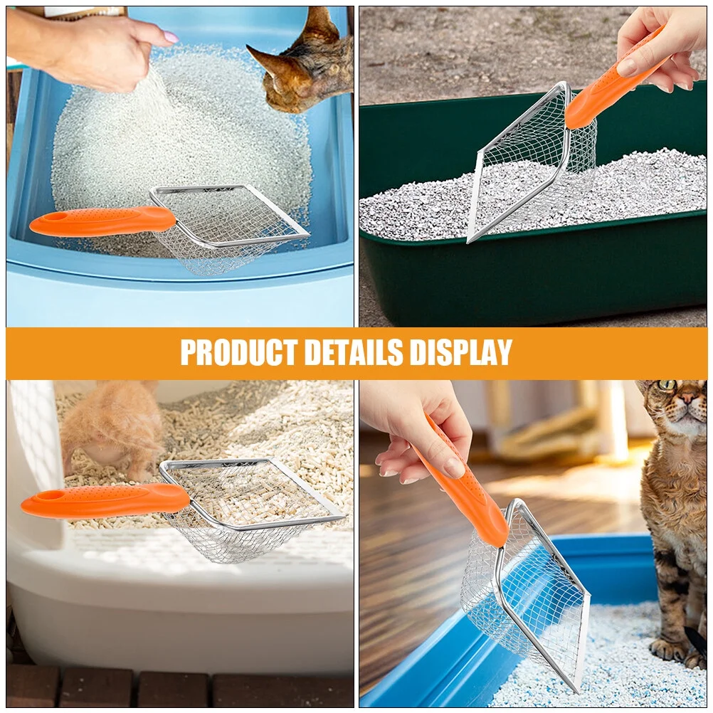 Jibingyi Pet Cat Litter Scoop Deep Shovel Poop Lifter Stainless Steel Pet Litter Scoop Sifter