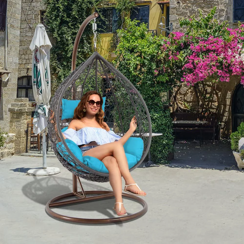 Island Gale® Hanging Chair Deep Seat Cushion Set Included Headrest and Armrest - Outdoor Porch Backyard Patio Hammock Swing Furniture Replacement Cushions (Blue)