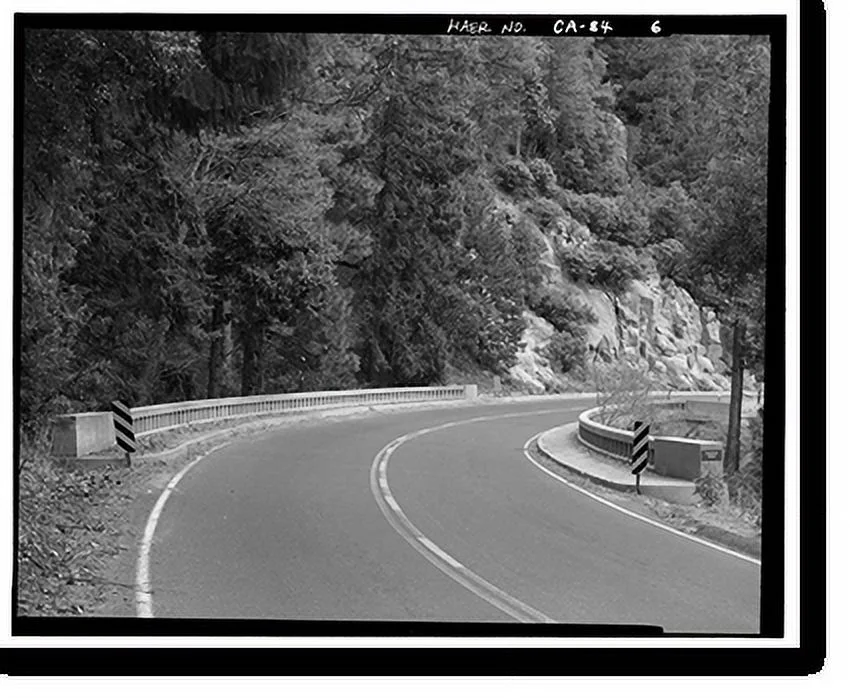 Historic Framed Print, Tamarack Creek Bridge, Spanning Tamarack Creek on New Big Oak Flat Road, Yosemite Village, Mariposa County, CA - 6, 17-7/8