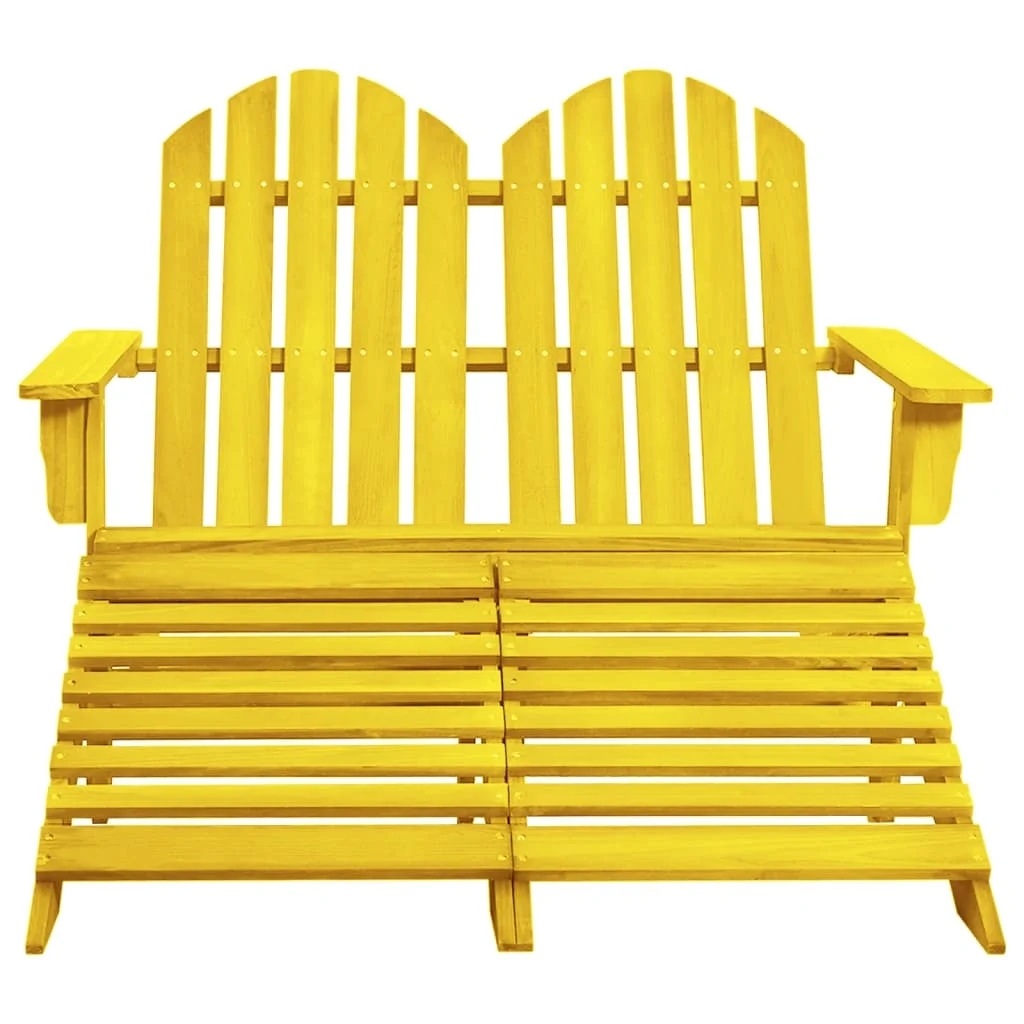 OWSOO 2-Seater  Adirondack Chair & OttomanYellow Wood, Timeless Design, Weather Resistant