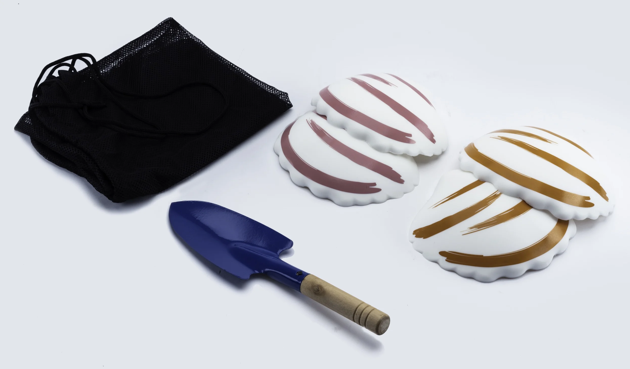 Davison Easy Carry Beach Cornhole Game Set for Kids and Adults. Dig Your Own Hole, No Heavy Boards to Lug. Shovel and Silicone Shells Included with Mesh Bag