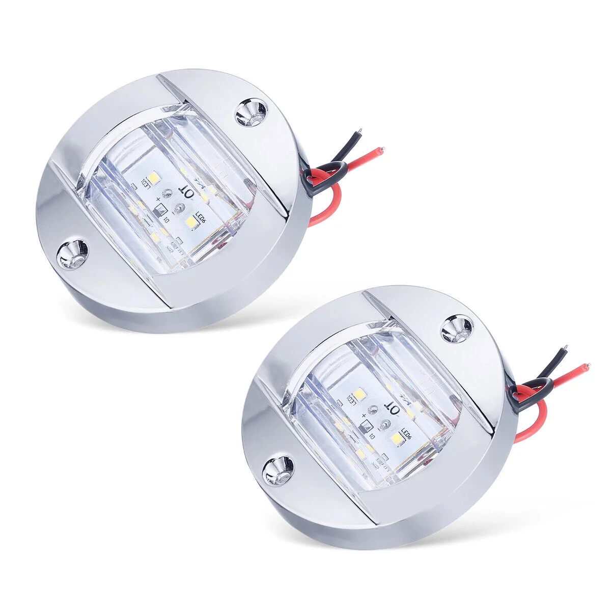 2X Round Marine Boat LED Courtesy Lights Cabin Deck Stern Navigation Light White