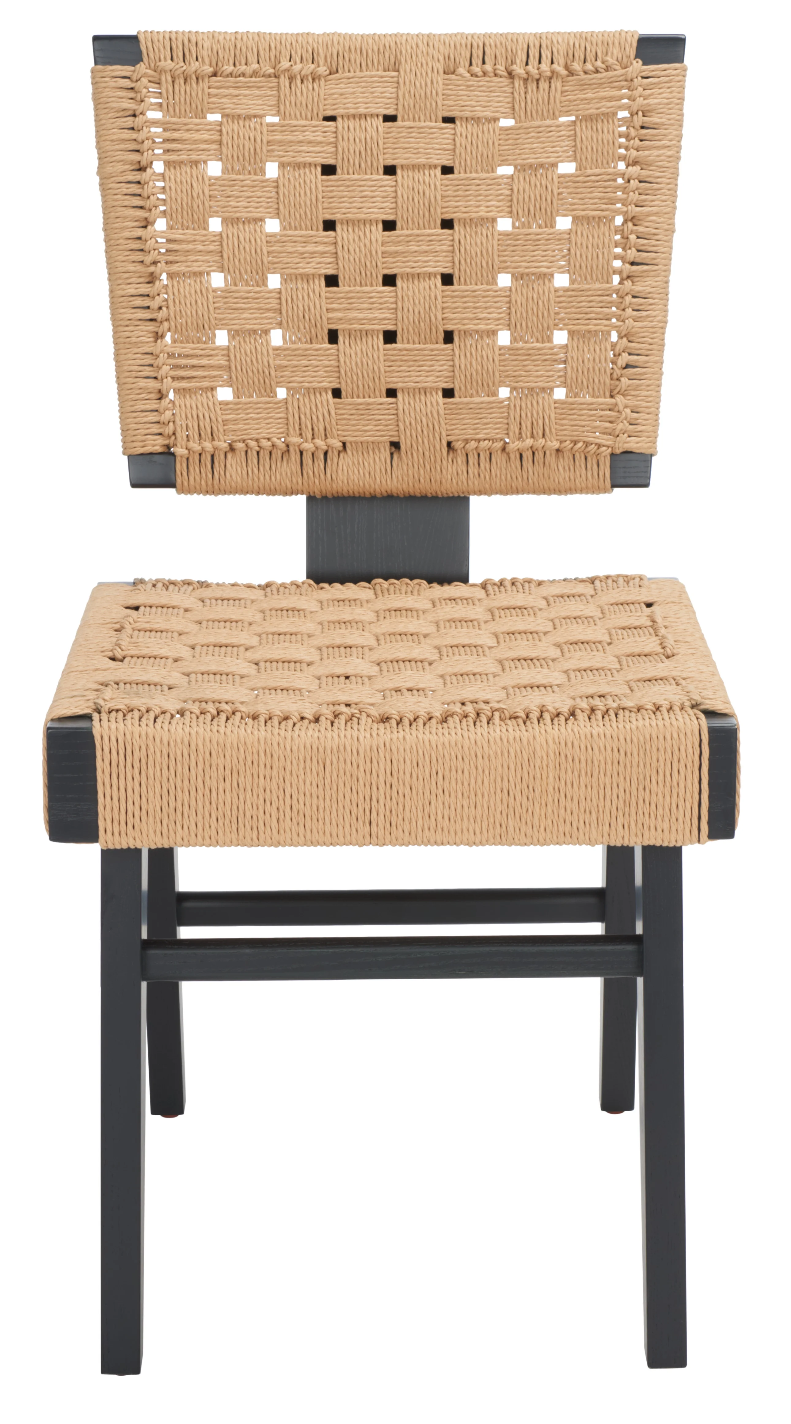 SAFAVIEH Couture Susanne Natural Woven Paper Solid Dining Side Chair, Black/Natural (Set of 2)