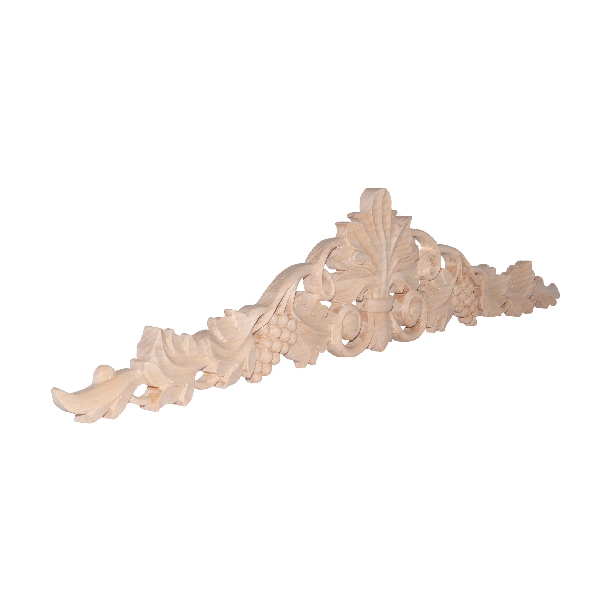 5-1/4 in. x 24-3/8 in. x 5/8 in. Unfinished Hand Carved Solid American Hard Maple Wood Onlay Grape Vine Wood Applique