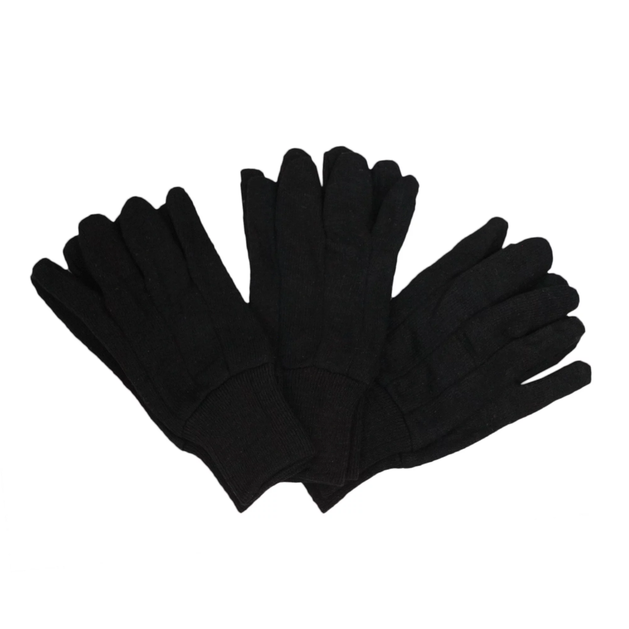 Expert Gardener Men's Large Black Color Cotton Jersey Gloves, 3 Pair