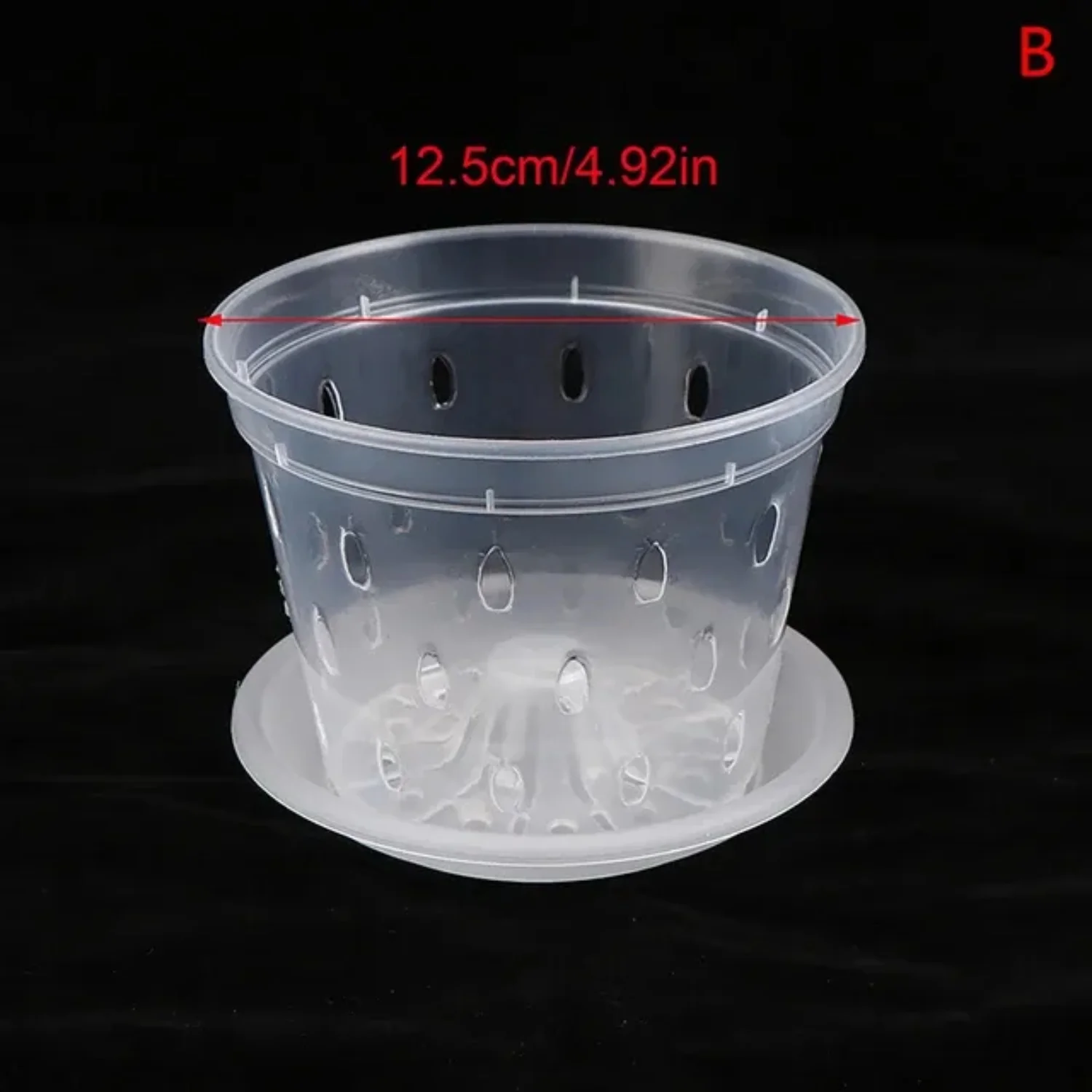 Transparent Plastic Flower Pot with Tray - Breathable Garden Planter with Drainage Holes and Orchid Baskets - 1pc Large Flowerpot for Indoor or Outdoor Use