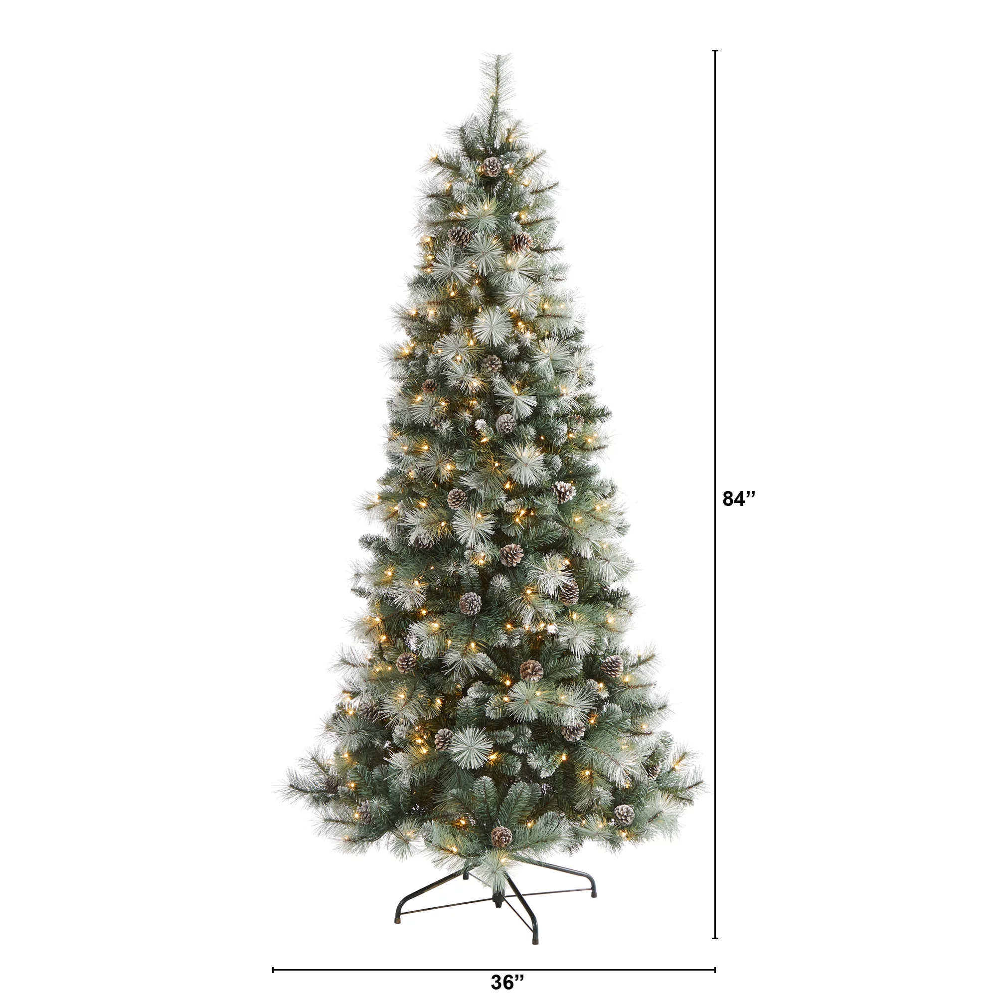 Nearly Natural 7’ Pre-Lit Brit Columbia Pine Artificial Christmas Tree, Clear LED Lights