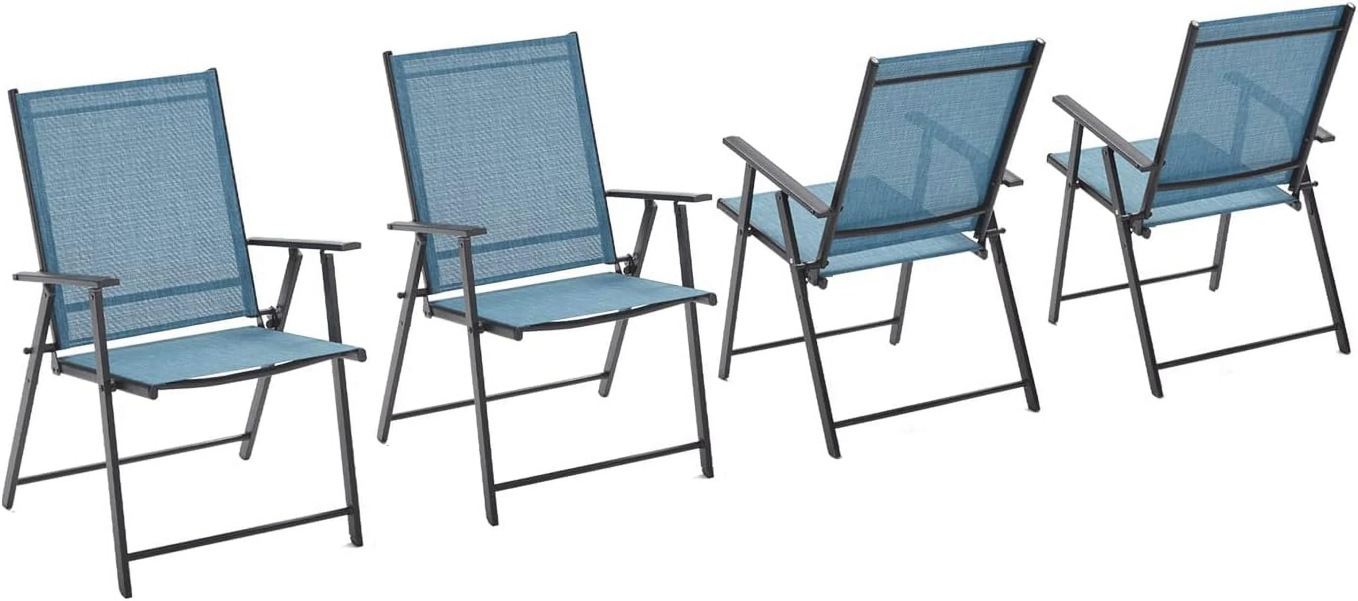 VICLLAX Outdoor Folding Patio Chairs with Arms, Portable Patio Dining Chairs Sling Back Chairs for Garden, Set of 4