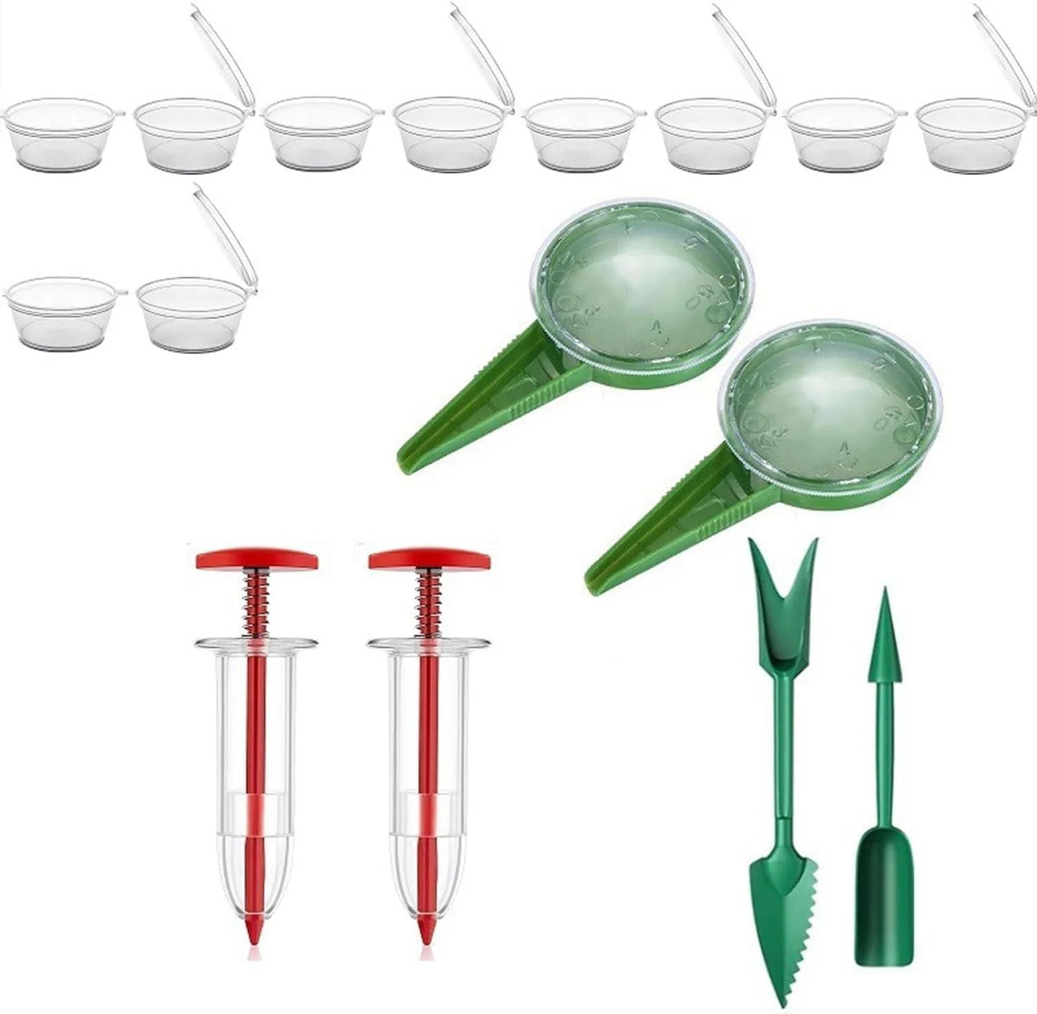 GeSHOP 6 PCS Mini Seed Spreader, 2024 New Mini Sowing Seed Dispenser, Manual Seedlings Dibber and Widger Set, Handheld Garden Seed Sower Planter for Tiny Seeds (#2)