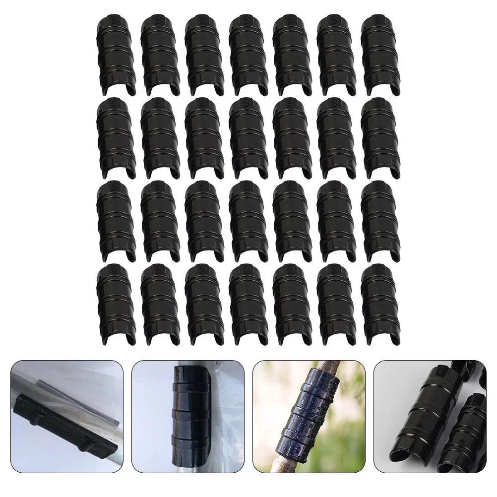 30Pcs Greenhouse Pipe Clamps Plant Cover Netting Tunnel Clips Clamp (Black)
