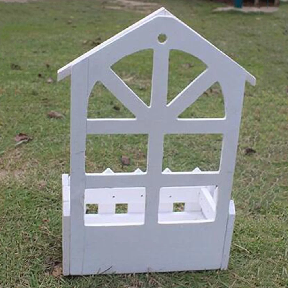 Retro Old Wooden Fence Flower Basket Wall Hanging Tea Shop Wall Garden Decoration Three-dimensional Wall Pendant (Pointed Type)