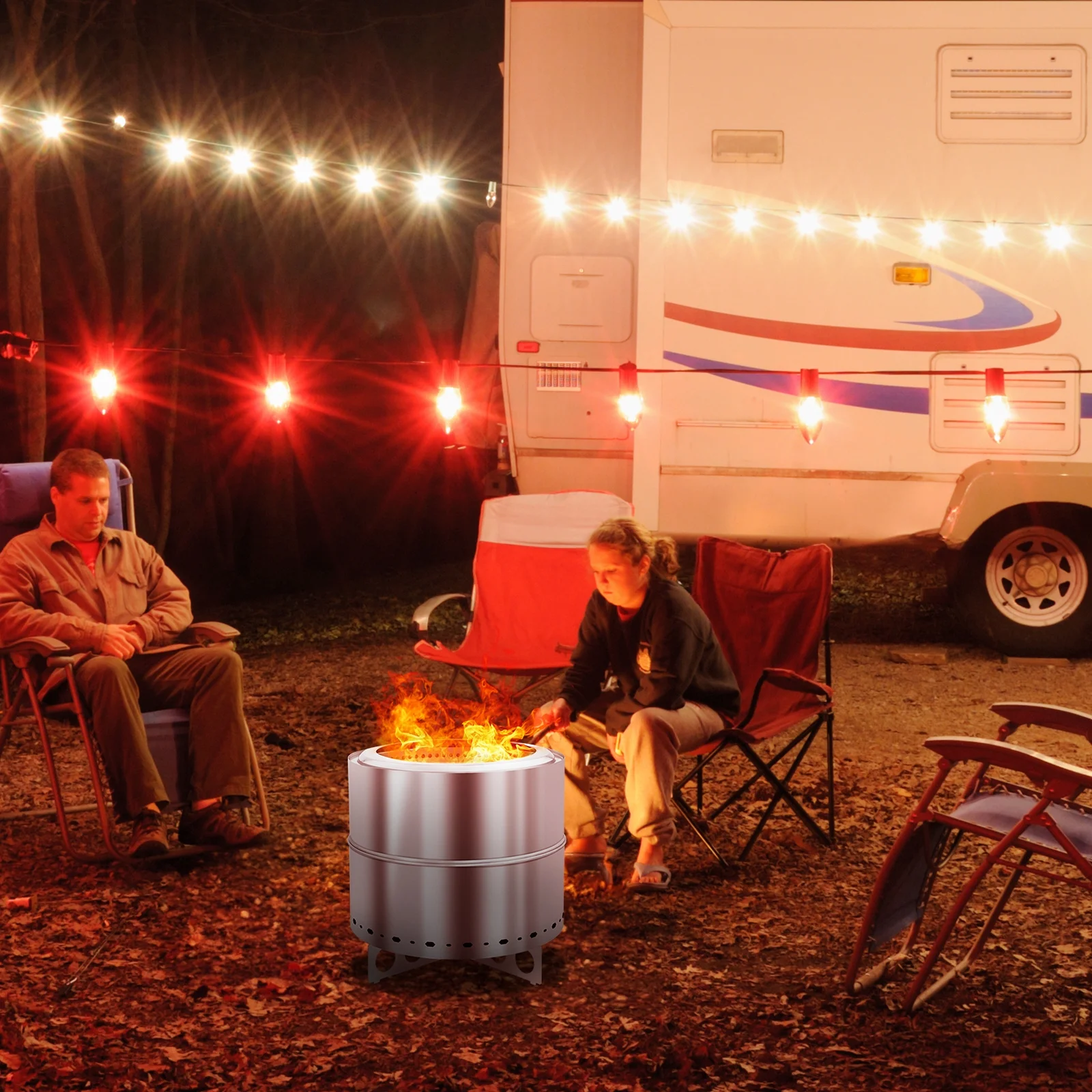 Smokeless Fire Pit Outdoor Wood Burning Portable Firepit Stainless Steel for Backyard Patio Garden Picnic Camping Bonfire 19 Inch