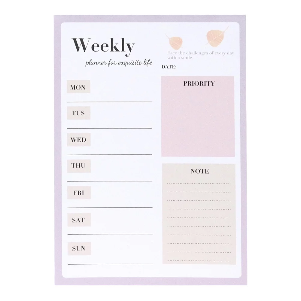 Weekly Notepad Plan Planning Schedule Tear Off Planner Daily Paper List Do Pad Planners Meal Calendar Notebook Sheets