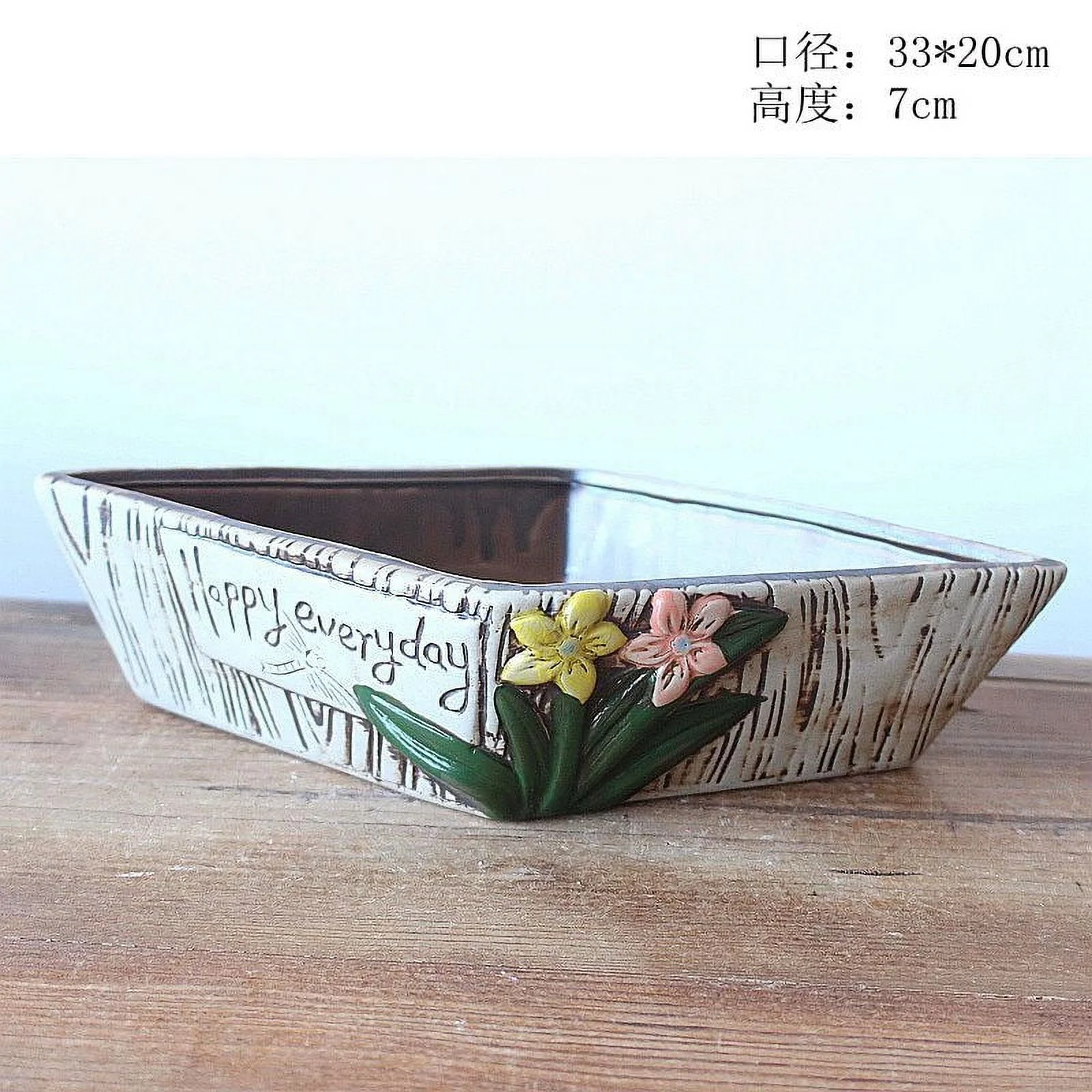LivNxt Hand-painted Ceramic Succulent Planter - Rustic Pot for Succulent Arrangements