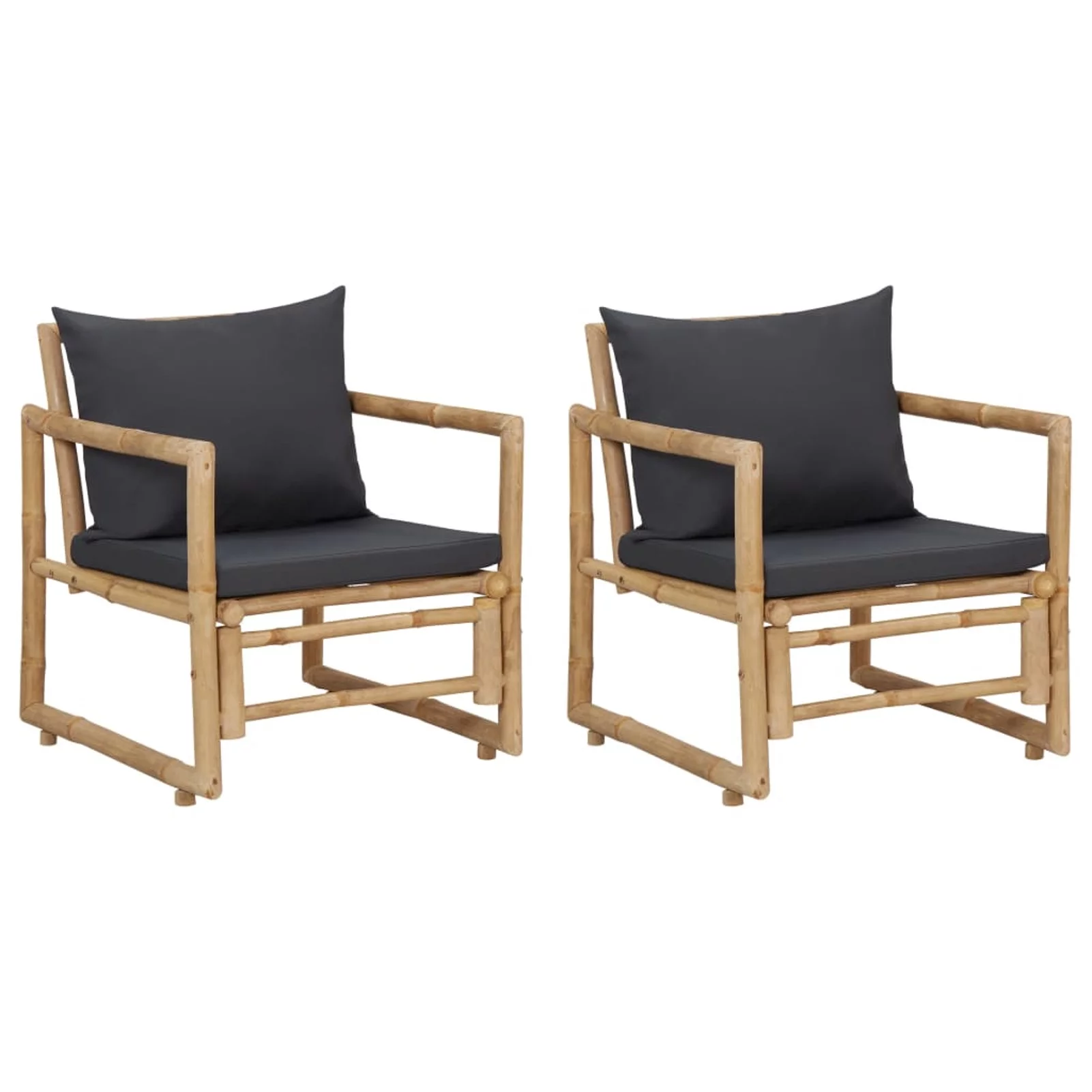 walmeck Patio Chairs with Cushions 2 pcs Bamboo