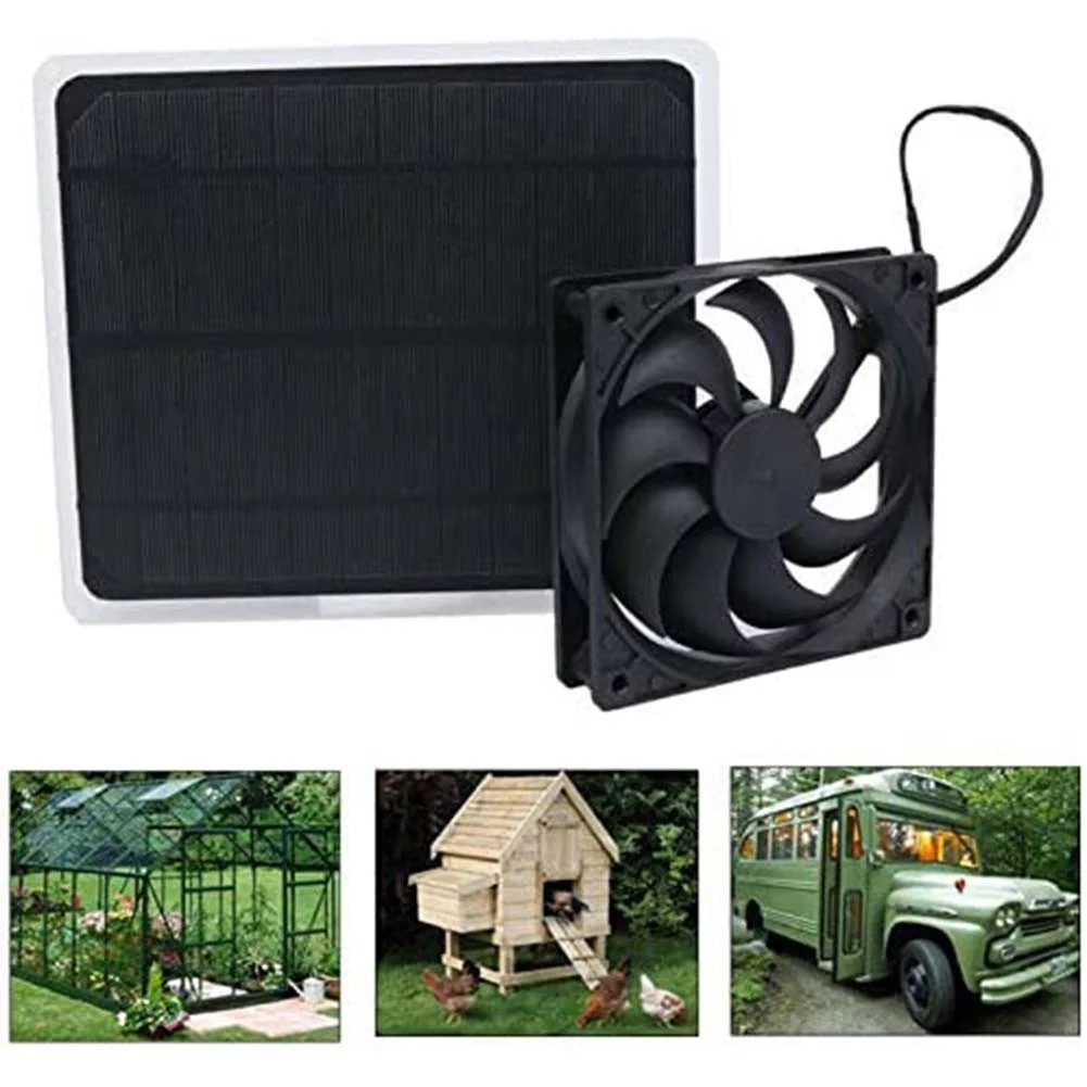 Ruibeauty 10W Solar Panel Powered Fan, Mini Ventilator Exhaust Fan for Greenhouse Pet /Dog House Chicken House Outdoor