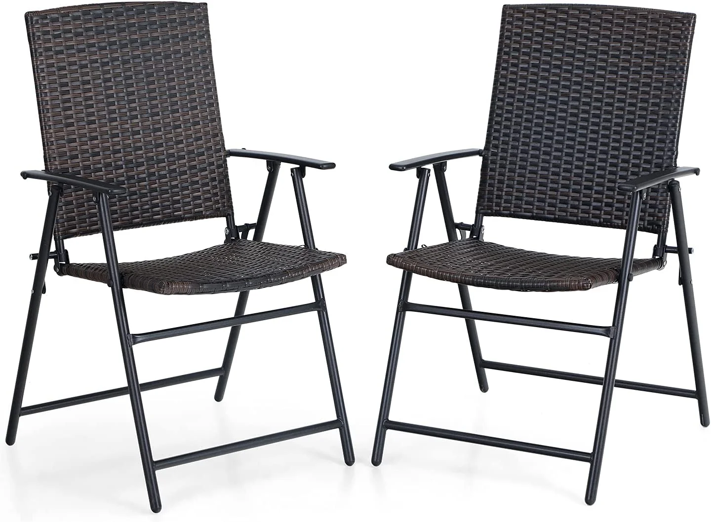 Rattan Patio Dining Chairs Set of 2,Outdoor Wicker Chairs,Foldable Patio Dining Chairs for Garden,Backyard, Lawn, Porch, Poolside  Balcony,2 Packs