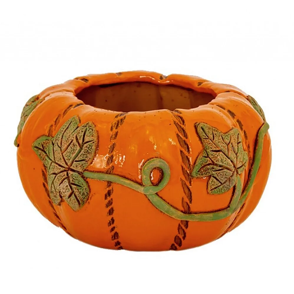 Golden Ceramics  Handmade Flower Pot Planter - Pumpkin 6.7