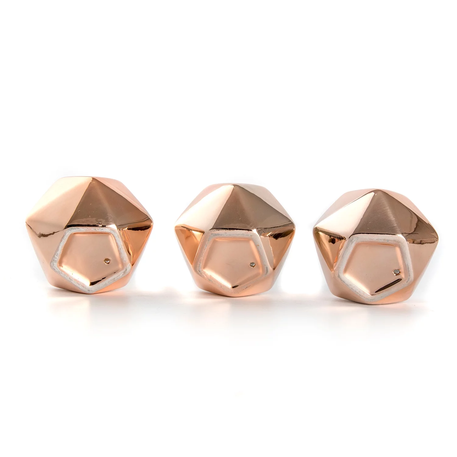 K-Cliffs Mini Diamond Shaped Copper Galvanized Ceramic Succulent Pots, Set of 3