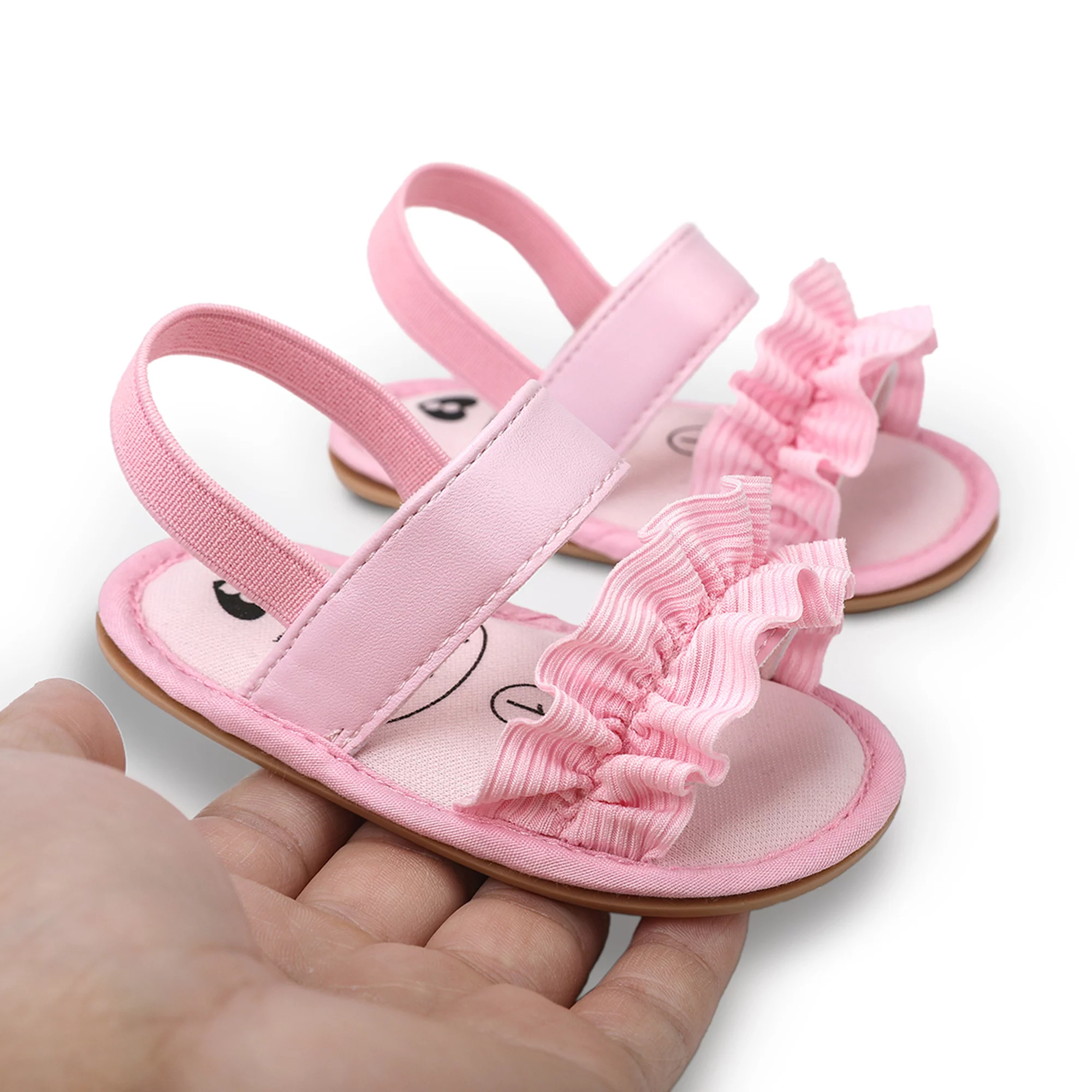 Baby Girls Summer Sandals, Ruffle Princess Flat Shoes Open Toe Infant First Walker Shoes