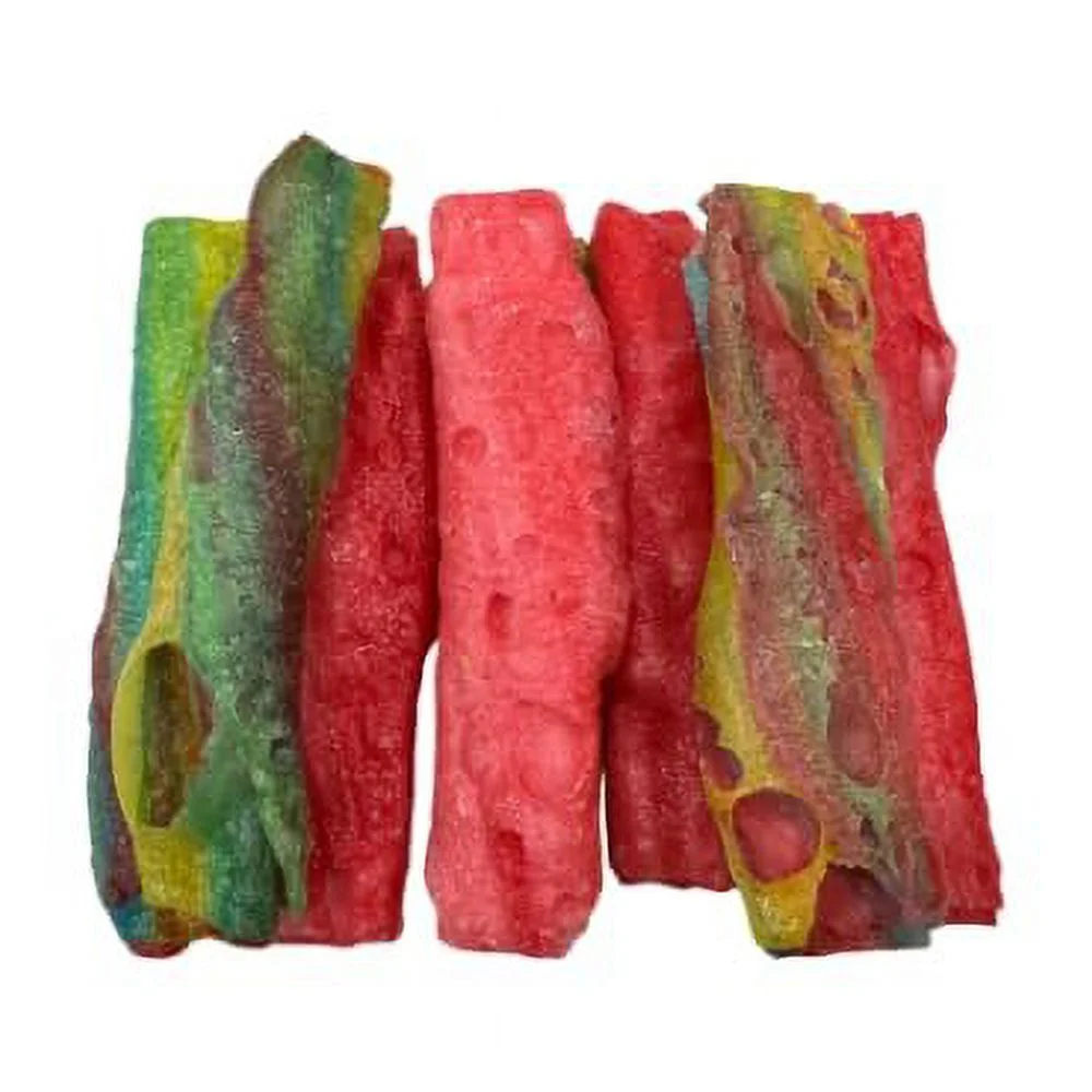 KD Supplies Freeze Dried Fruit Rolls - Crispy, Light and Airy Fruit Flavored Snacks 8 Sticks Tropical Tie Dye and Strawberry Blast