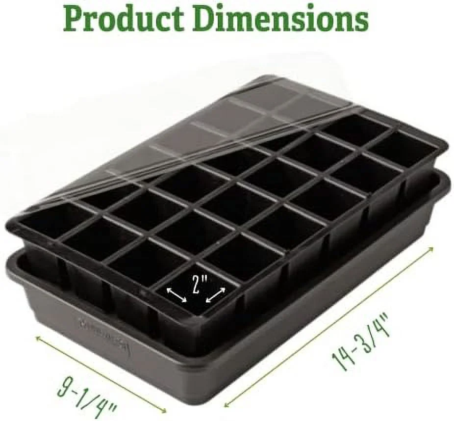 Growease Self Watering Seed Starting Kit, 24- Cell Seed, Holds 3 Qts Of Seed Starting Mix - Capillary Mat, Cover And Water Reservoir Included, 100% Recycled Plastic