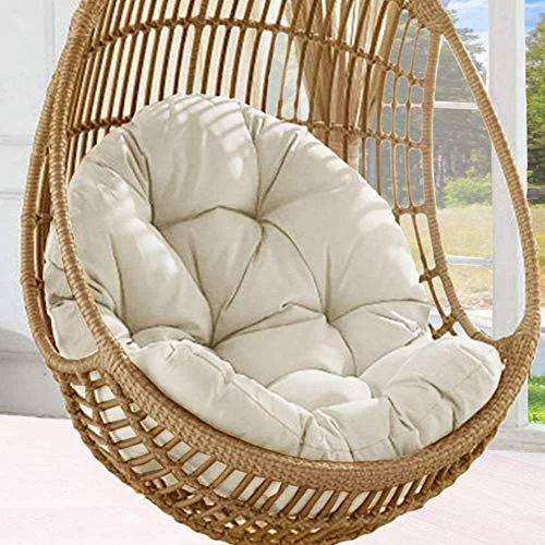 Aoleytech Hanging Basket Hanging Egg Chair Cushions Hammock Chair Cushions Thick Nest Back Pillow for Outdoor Patio Garden Swing Chair Cushion Seat Pads (White)