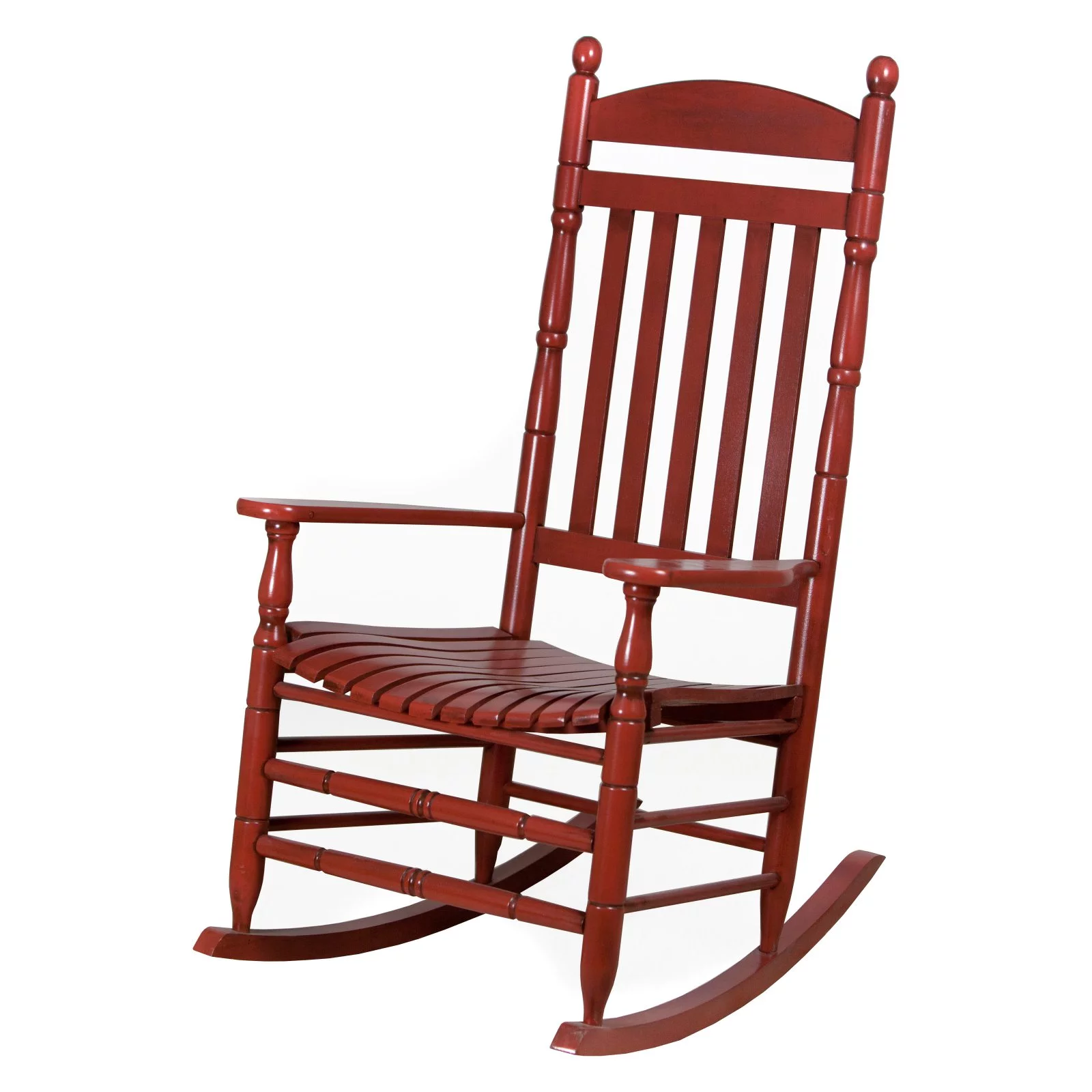 Hinkle Riverside Round Post Slat Back Wood Patio Rocking Chair