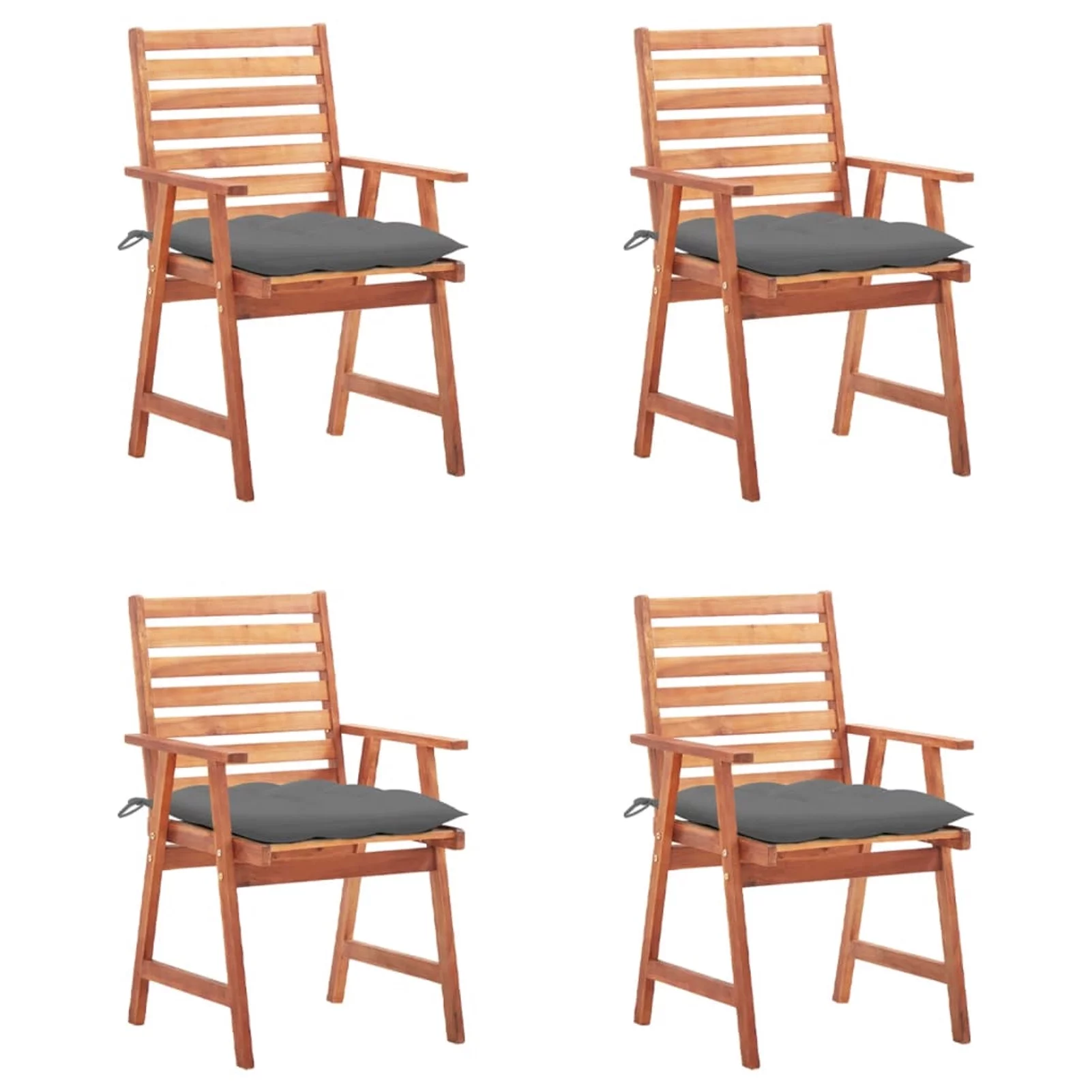 Anself Patio Dining Chairs 4 pcs with Cushions Solid Acacia Wood