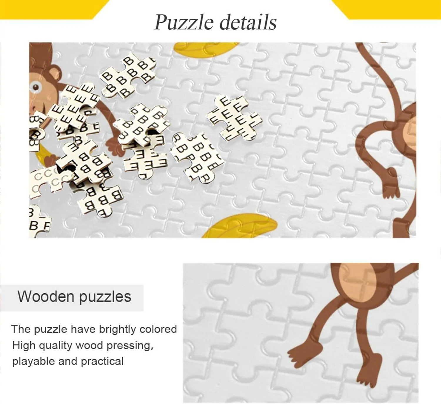 Hidove Cute Monkeys Jigsaw Puzzle for Adults Teens Kids, 500 Pieces Wooden Puzzle Fun Family Game for Holiday Toy Gift Home Decor