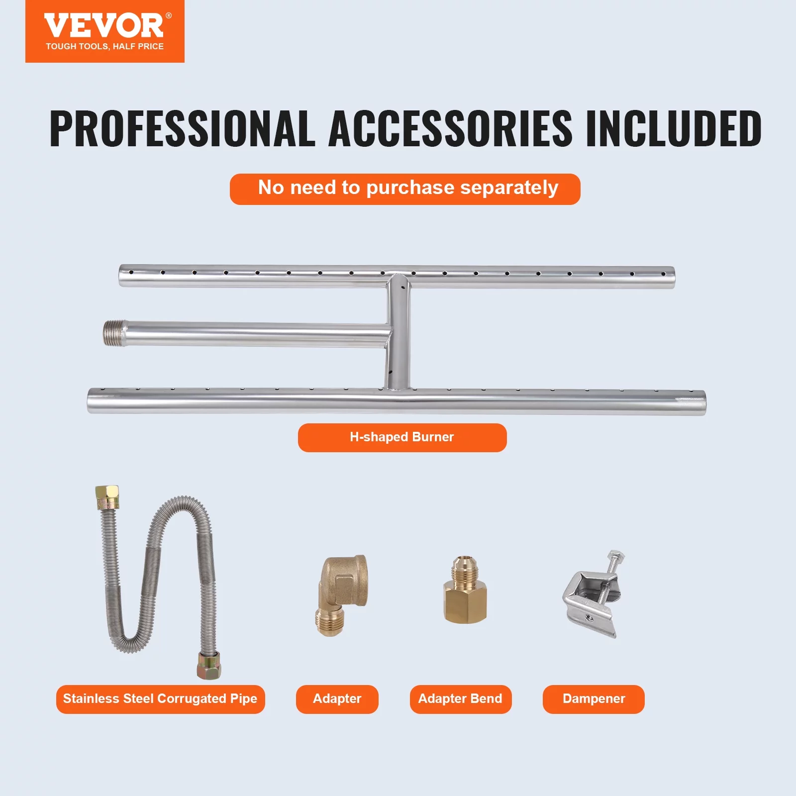 BENTISM 6 x 18 inch Drop-in Fire Pit Pan H-shape Fire Pit Burner 90,000 BTU