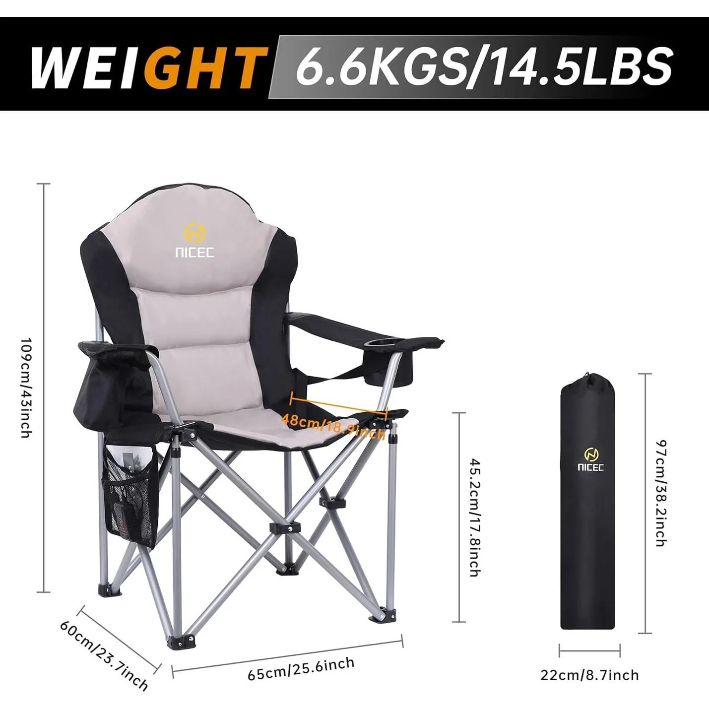 Heated Camping Chair, Heated Chair, Beach Chair, Folding Chair, Extra Wide