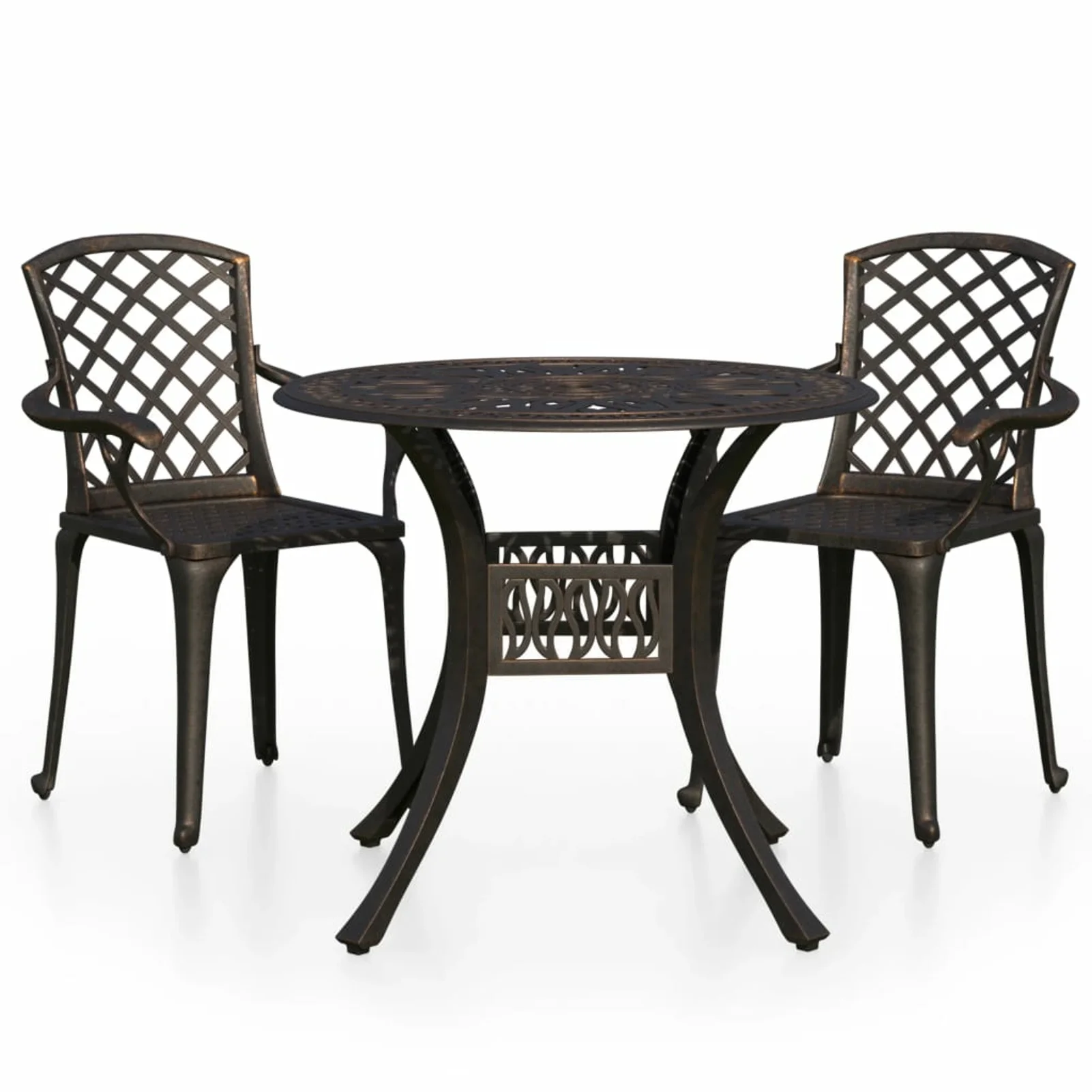 Walmeck 3 Piece Bistro Set Cast Aluminum Bronze