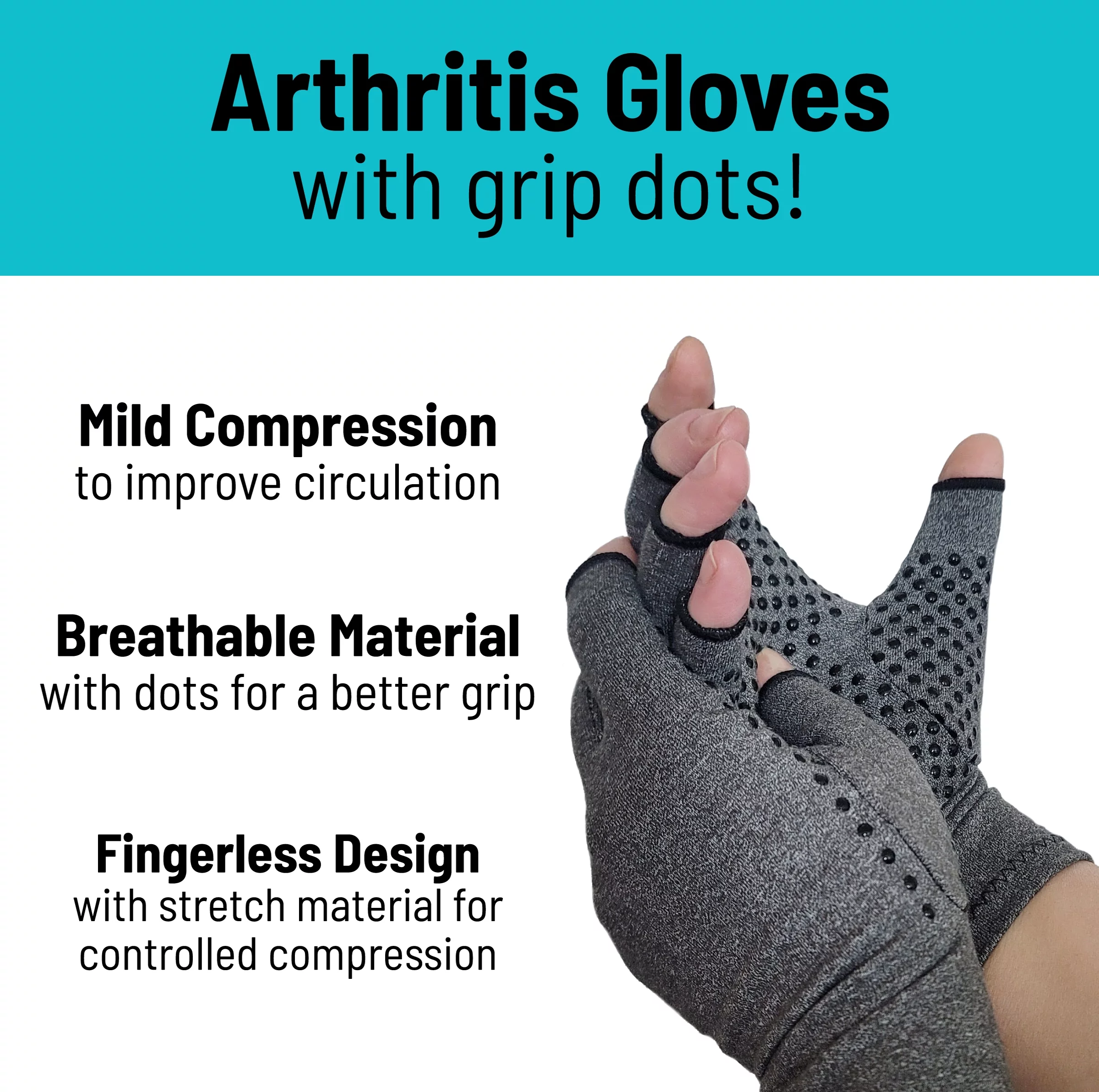 Handy Solutions Fingerless Compression Gloves for Arthritis - Size Large